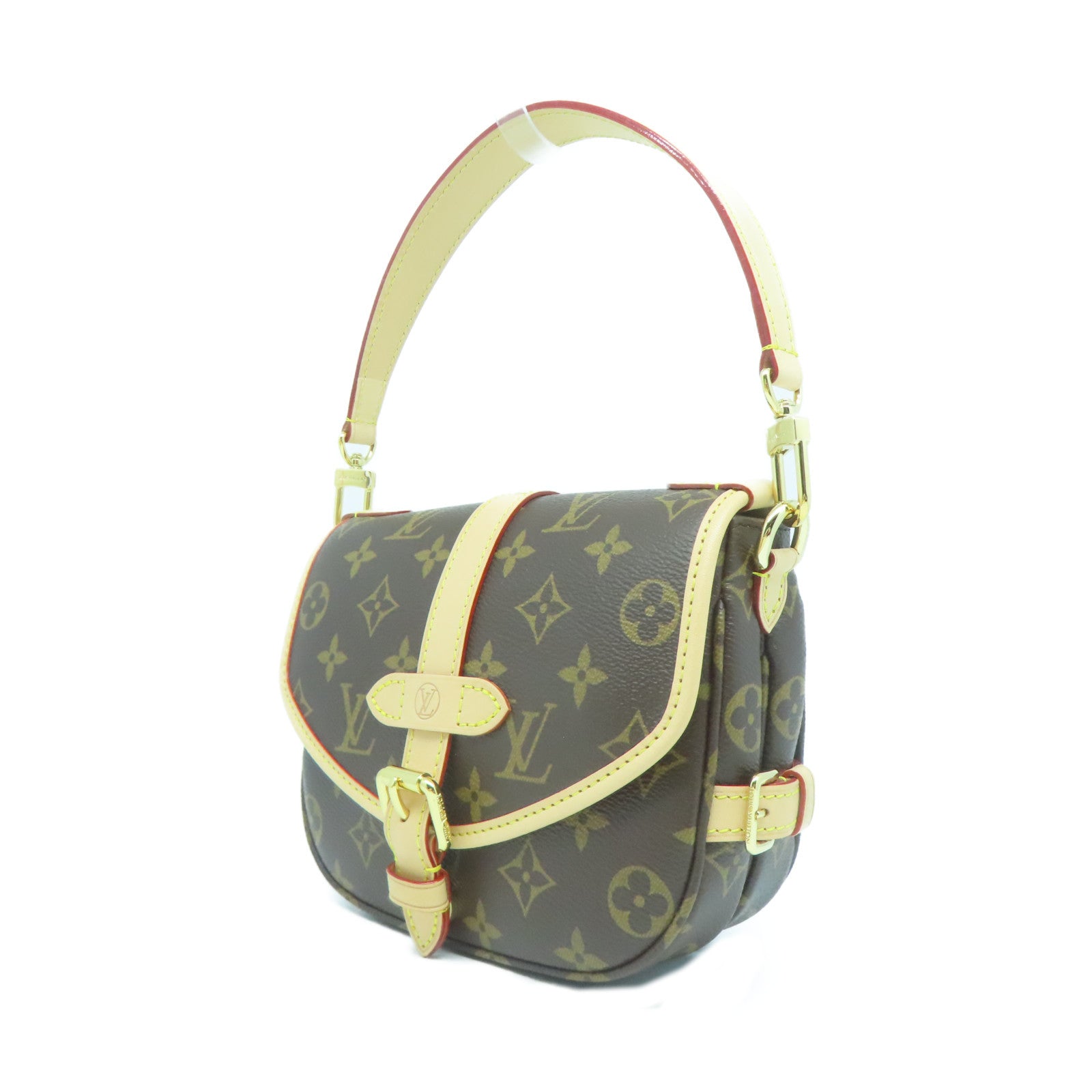 LOUIS VUITTON Monogram SAUMUR BB金扣手挽肩背兩用袋啡色