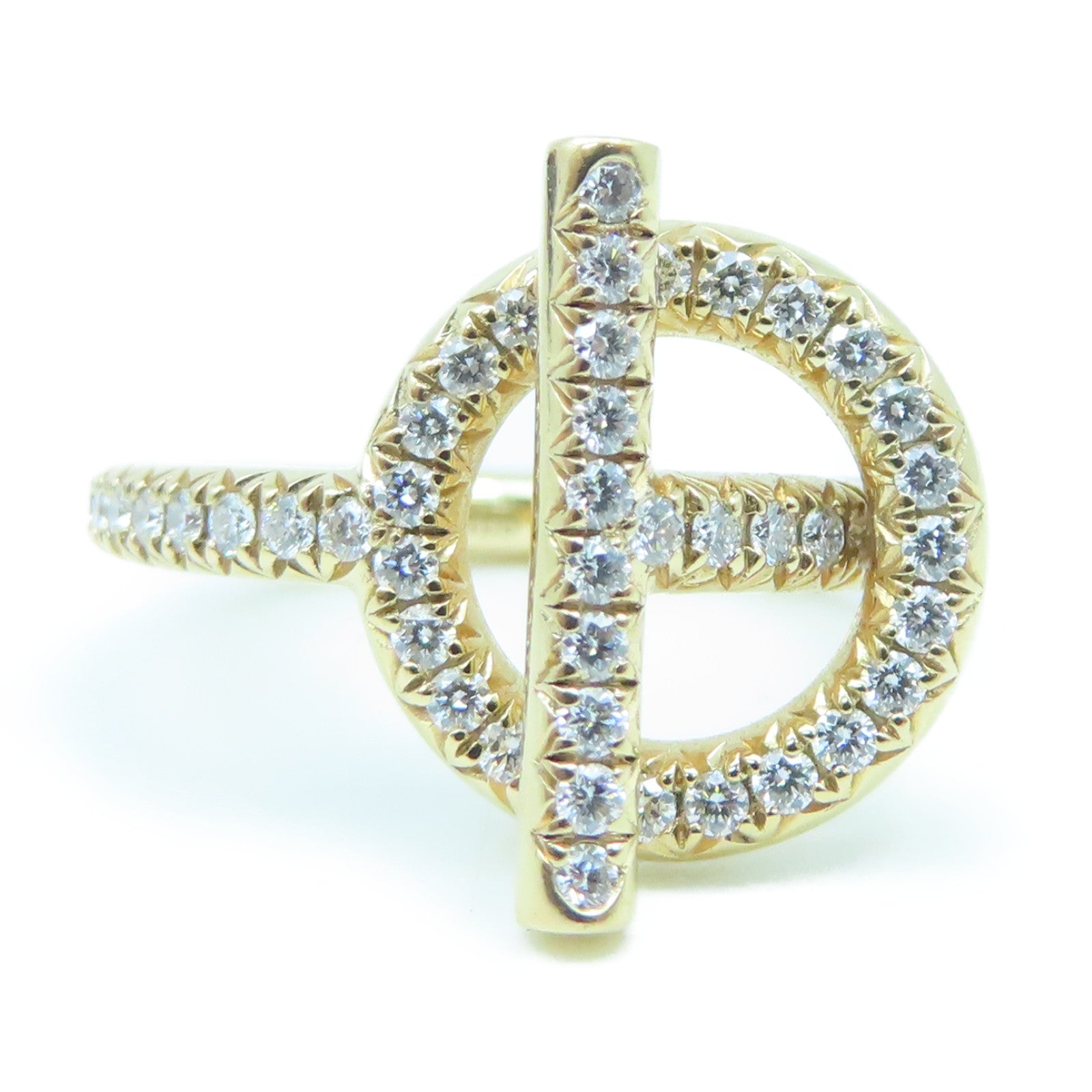 HERMES 18K玫瑰金Echappee Ring 0.43ct钻石戒指US#4.5
