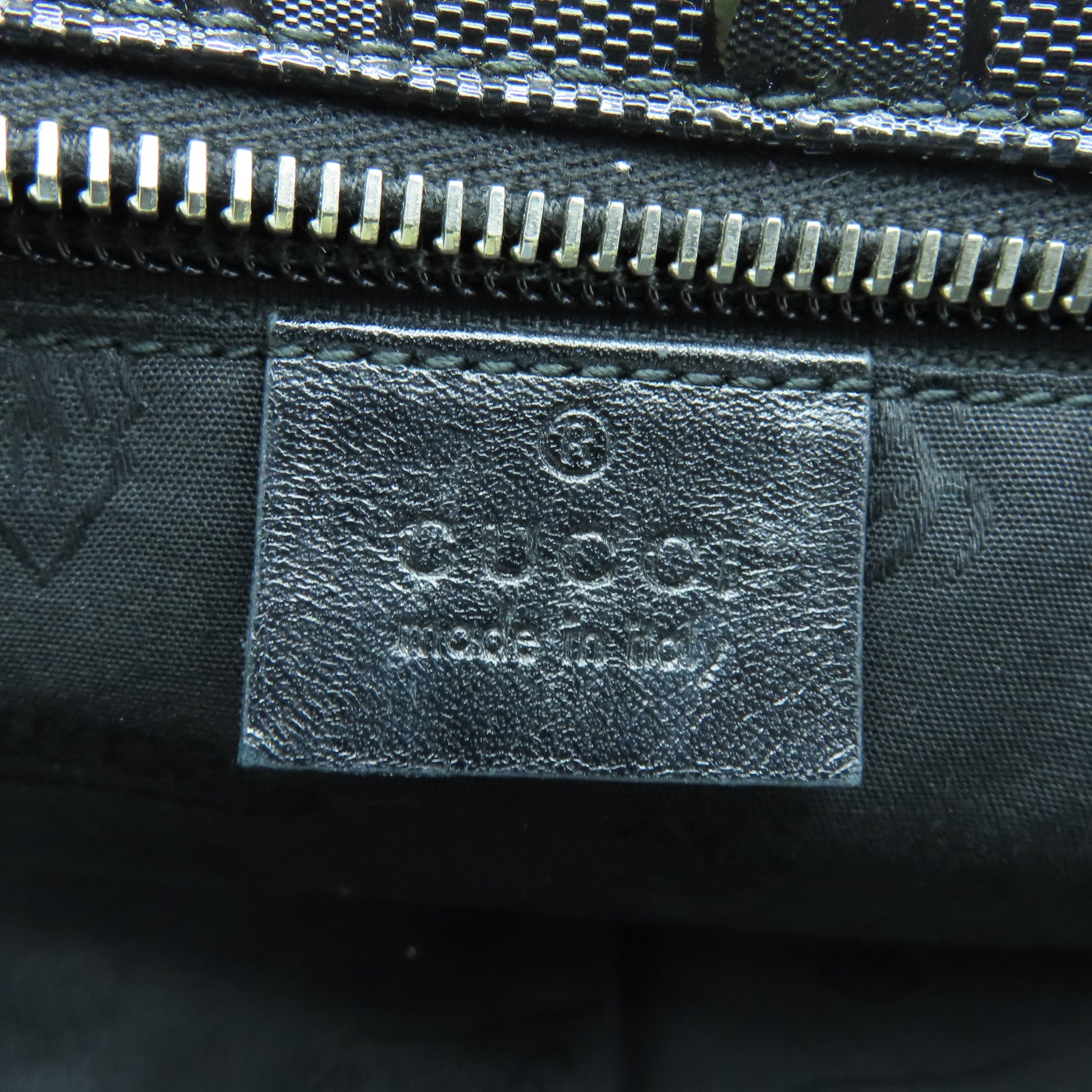 GUCCI 涂层帆布Imprime Monogram Web 500 Tote银扣手挽袋黑色