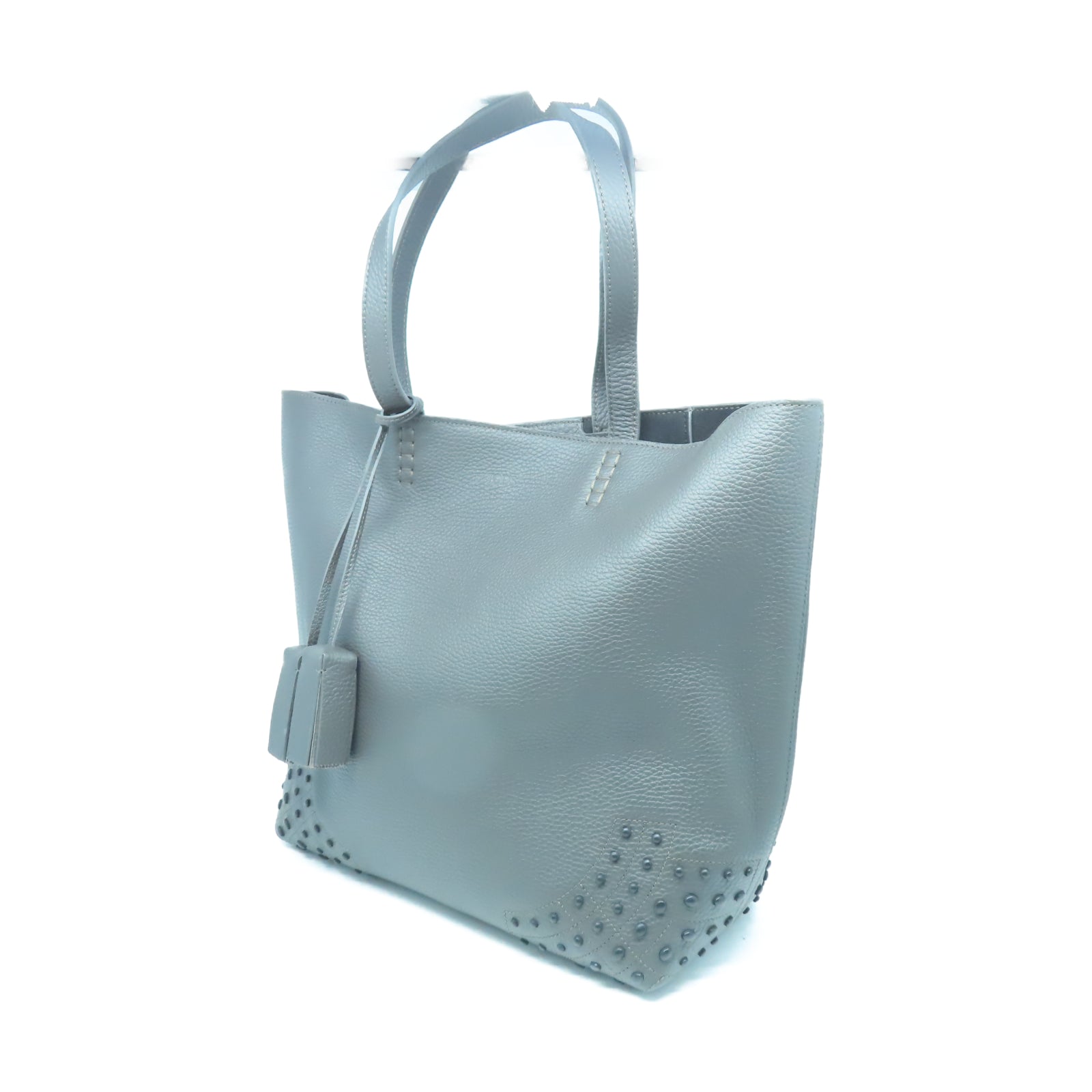 TOD’S 牛皮皮革Tote Bag銀扣手挽袋灰色