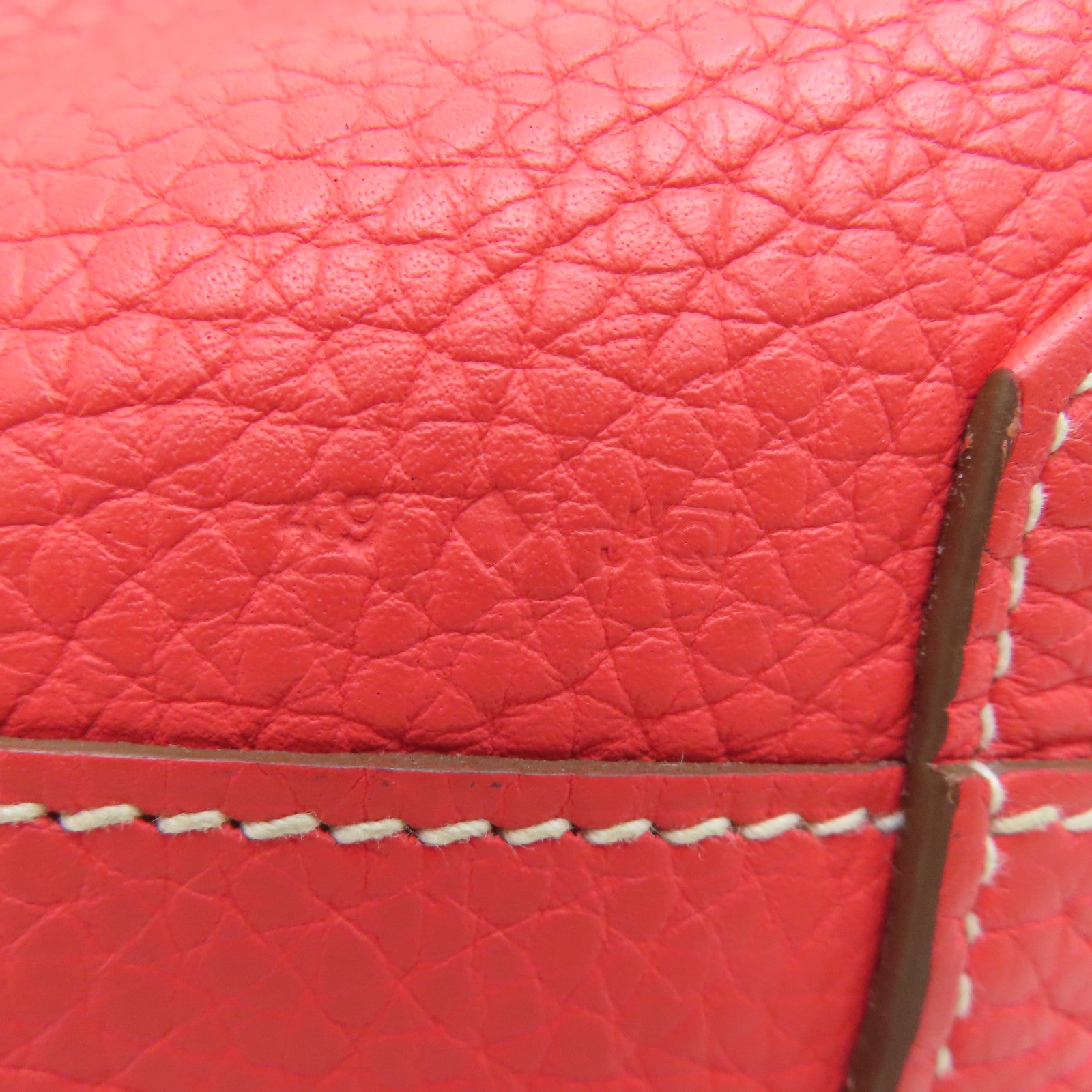 HERMES [Sharp Discount] Clemence Leather Double Sens Handle Bag / Shoulder Bag Red