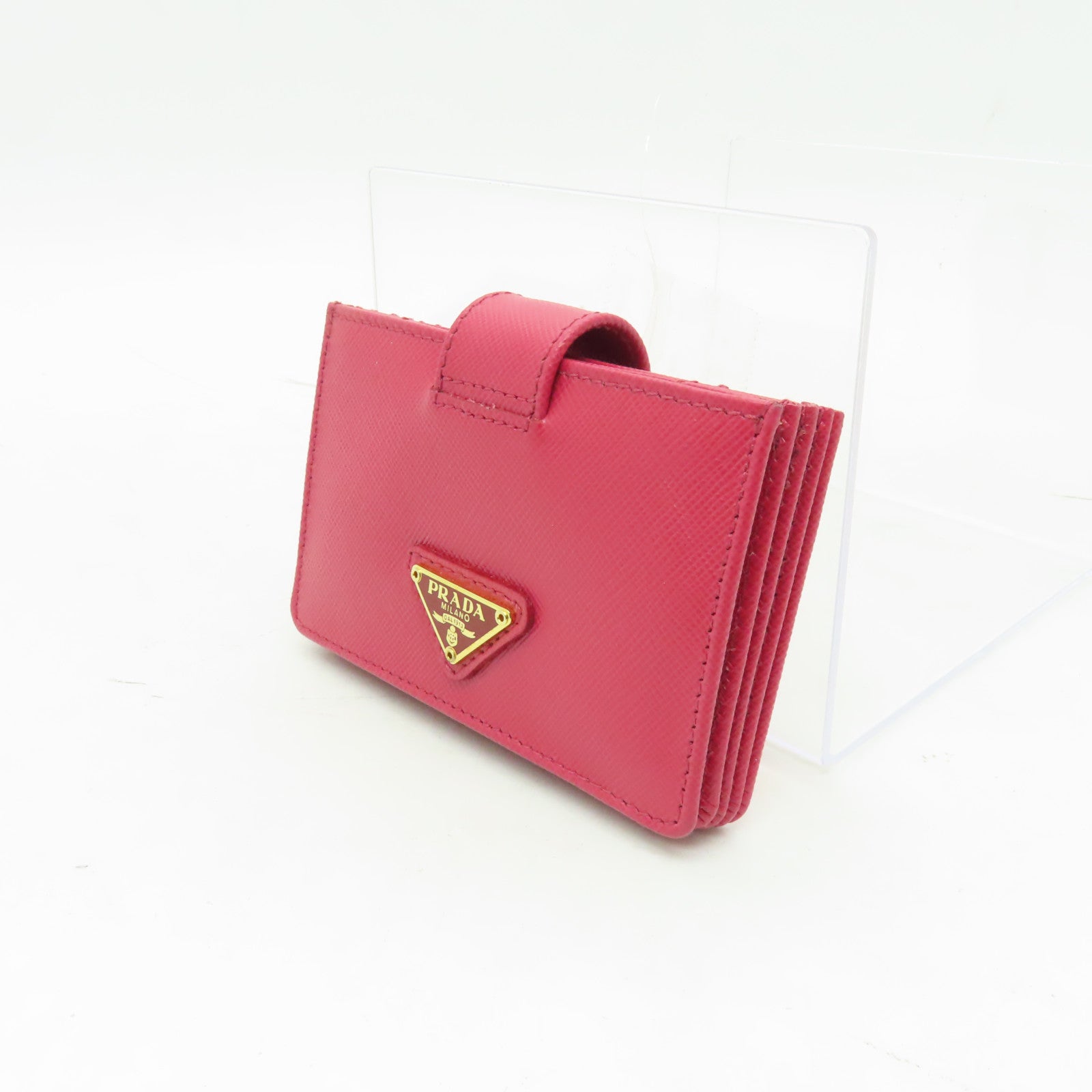 PRADA 牛皮皮革Card Case金扣卡片套粉紅色