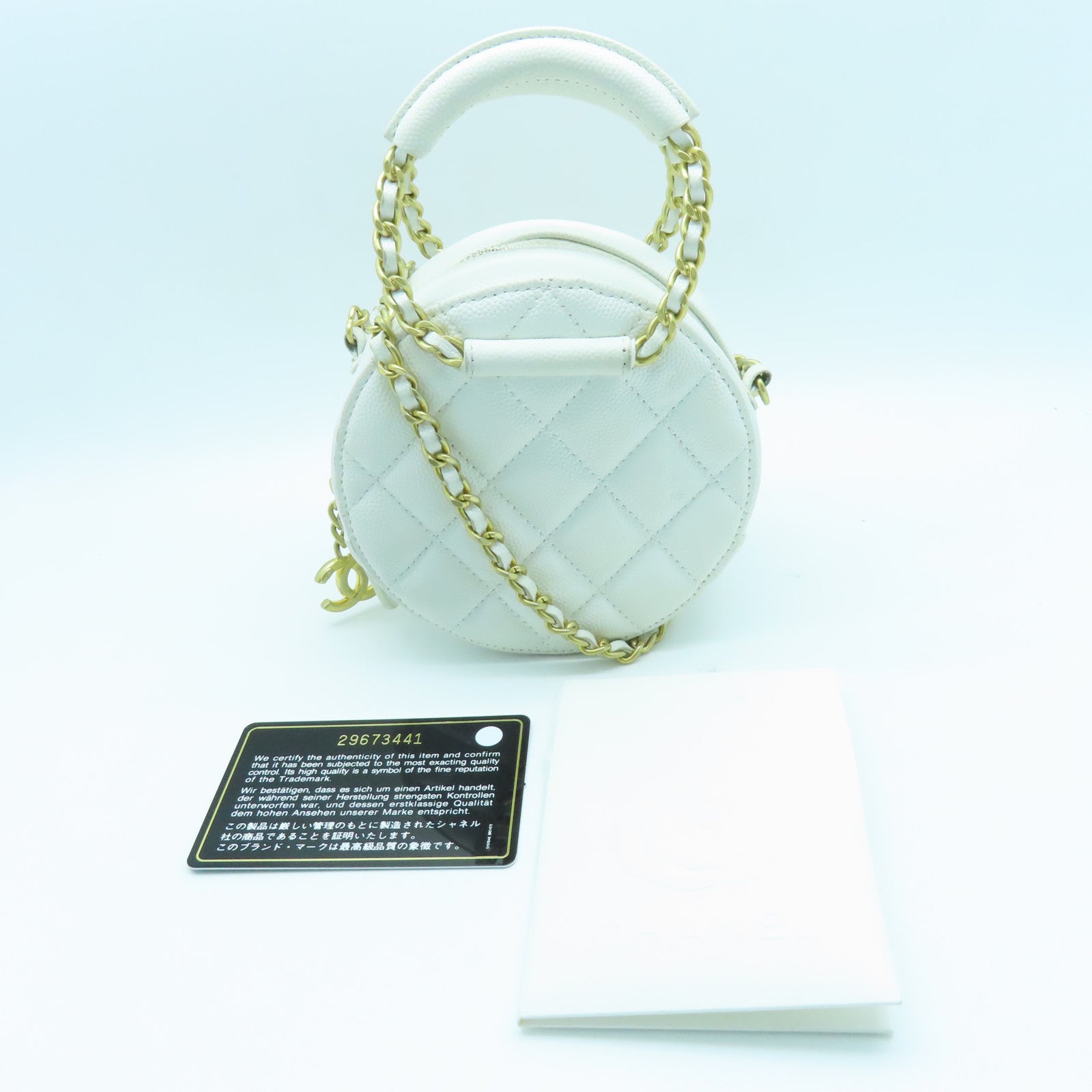 CHANEL 牛皮皮革2way Shoulder Bag金扣手挽肩背两用袋白色