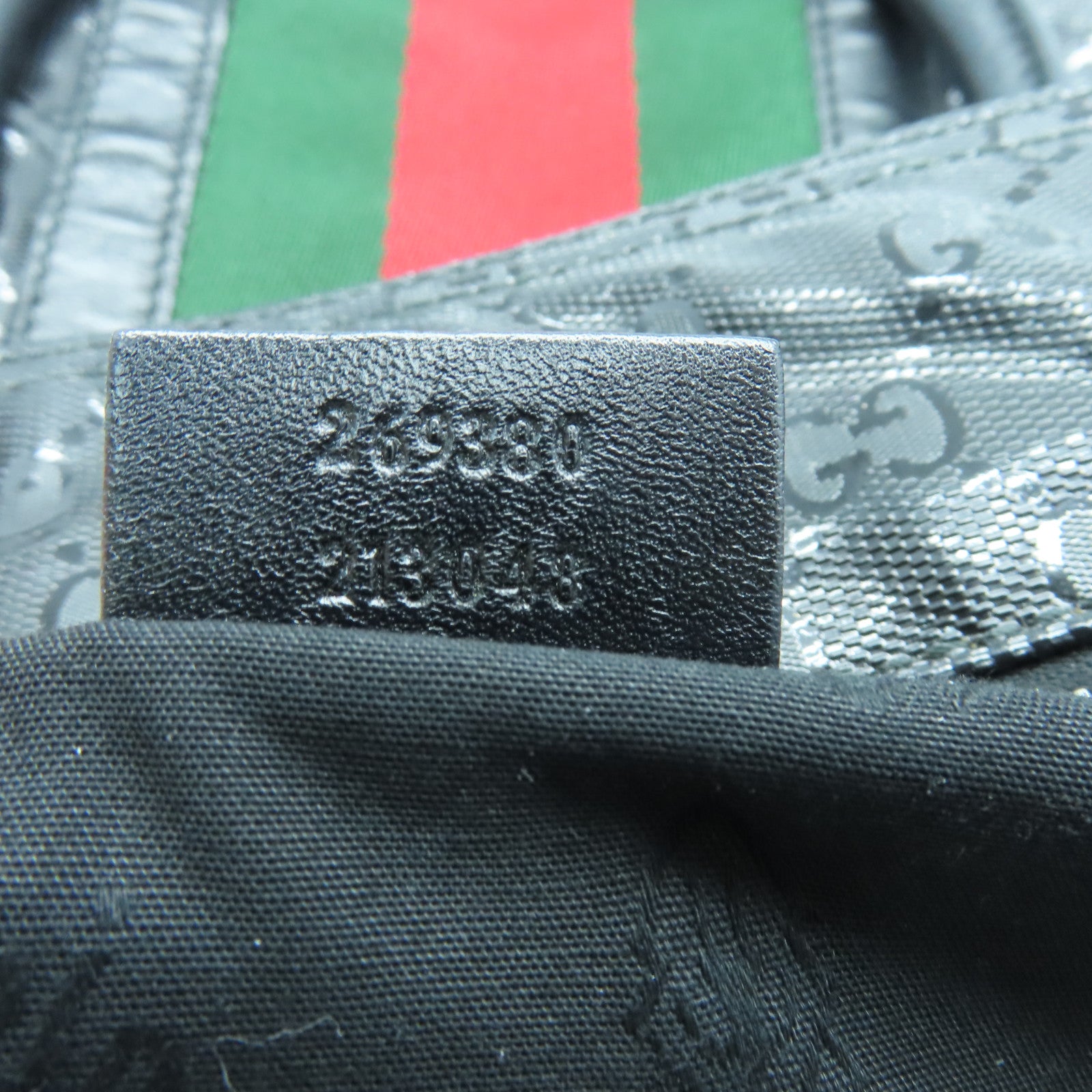 GUCCI 涂层帆布Imprime Monogram Web 500 Tote银扣手挽袋黑色