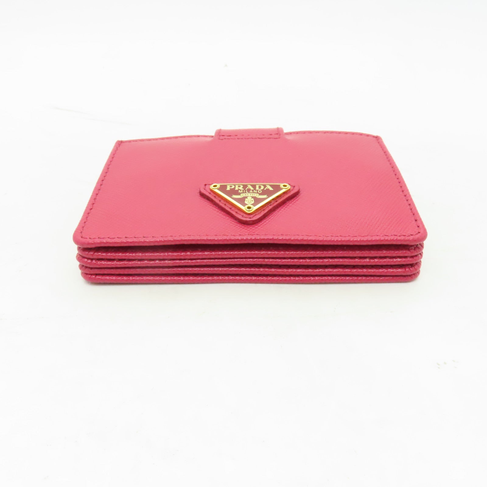 PRADA 牛皮皮革Card Case金扣卡片套粉紅色