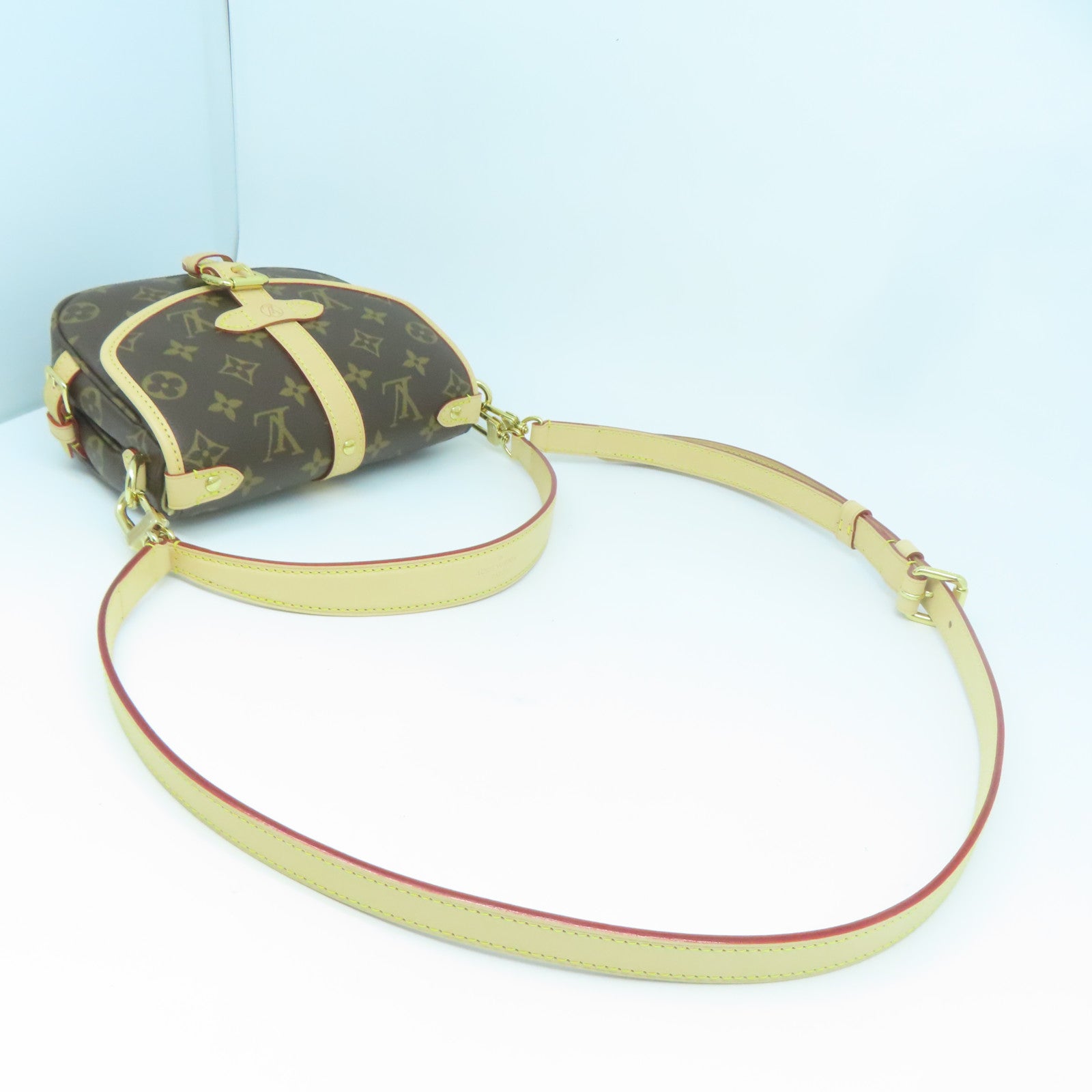 LOUIS VUITTON Monogram SAUMUR BB金扣手挽肩背兩用袋啡色