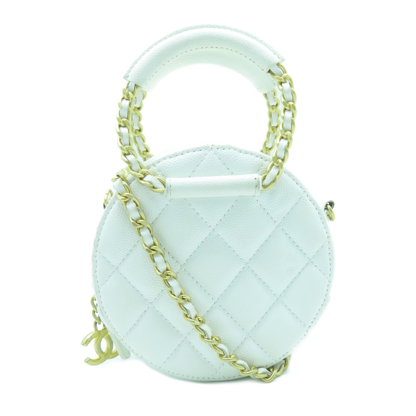 CHANEL 牛皮皮革2way Shoulder Bag金扣手挽肩背两用袋白色