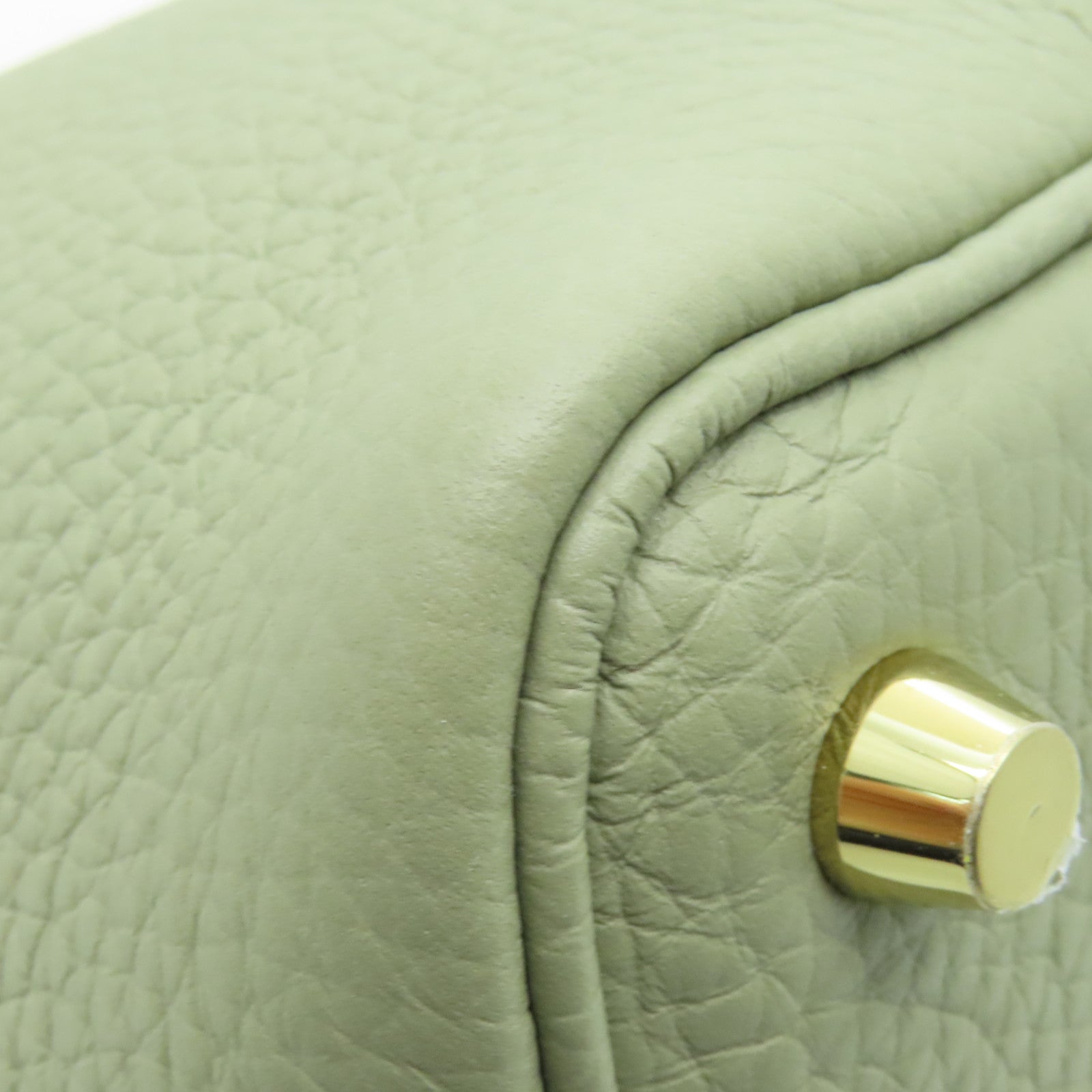HERMES Clemence皮革Picotin PM金扣手挽袋Sauge綠色