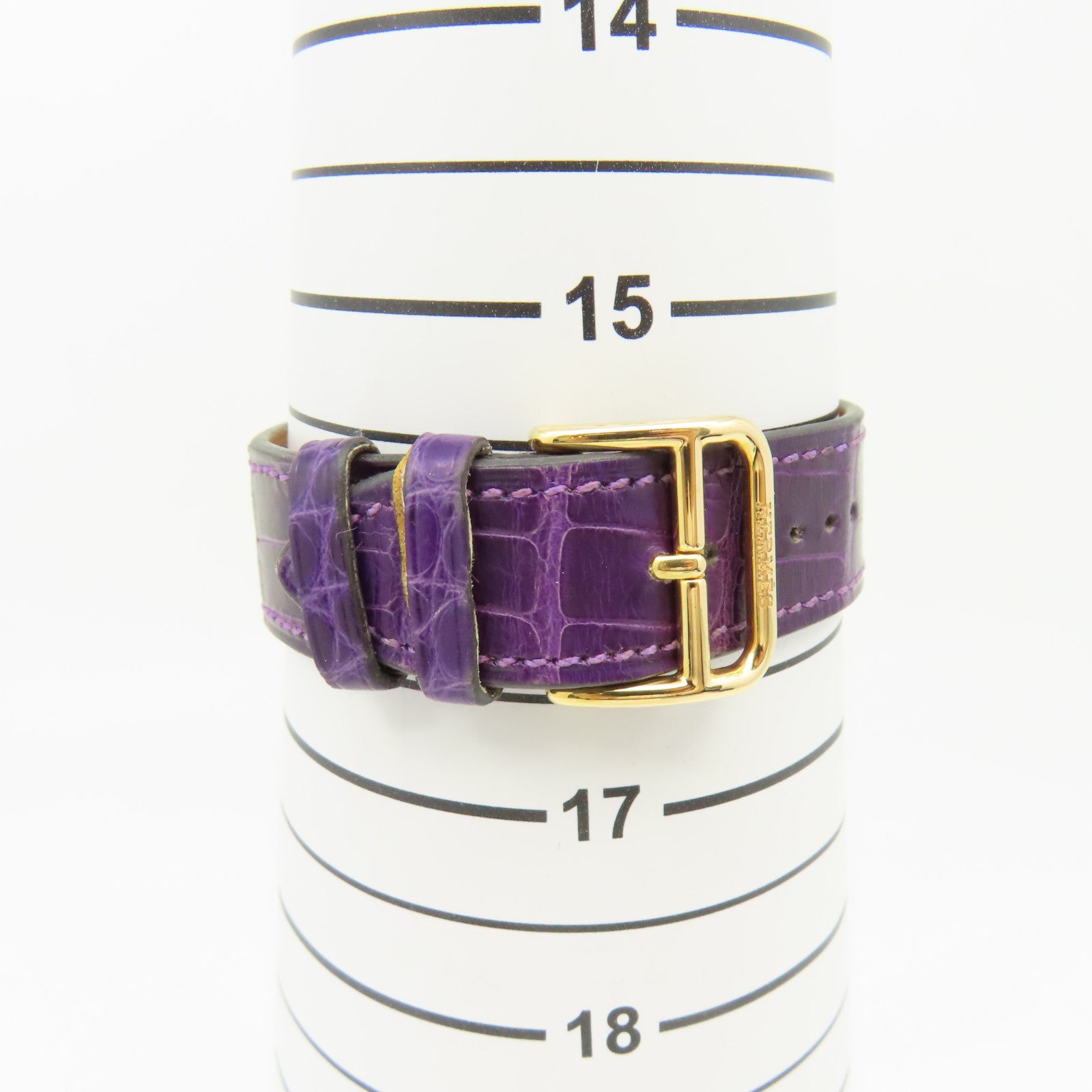 HERMES 18K黃金/鱷魚皮革帶/鑽石Cape Cod Watch自動機芯手錶貝殼色/金色
