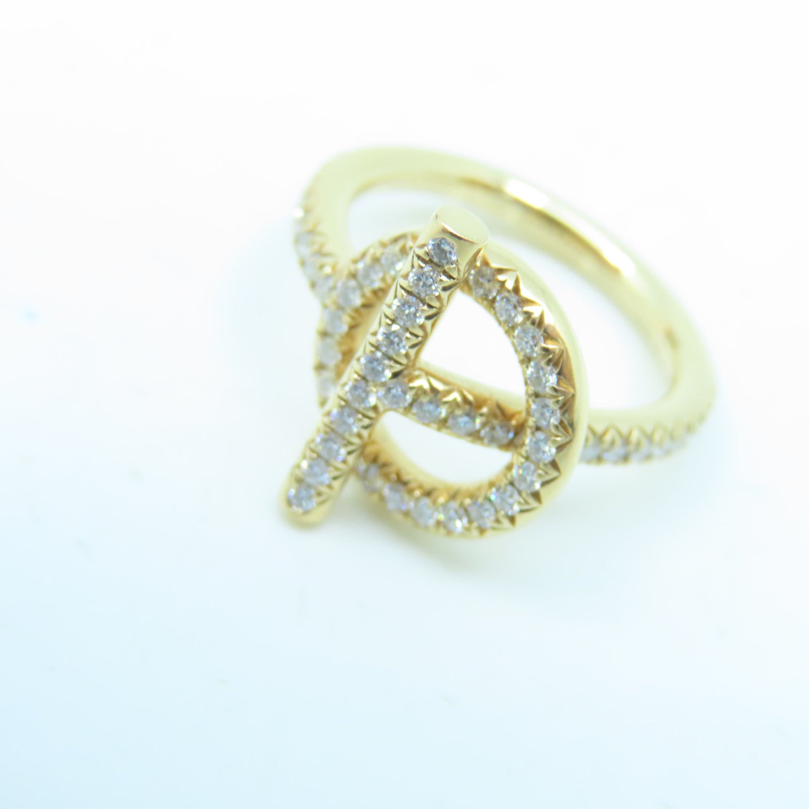 HERMES 18K玫瑰金Echappee Ring 0.43ct钻石戒指US#4.5
