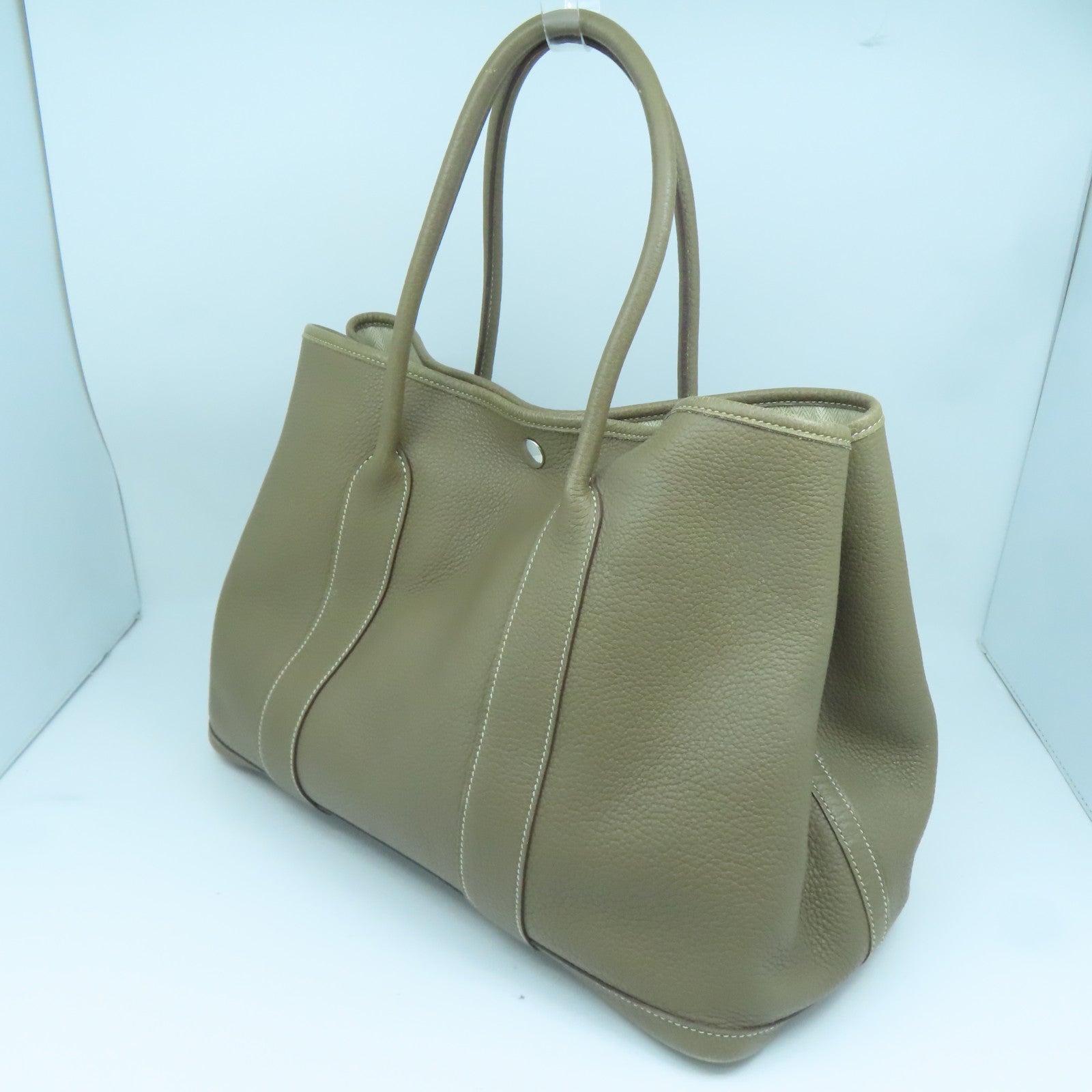 HERMES Negonda Leather Garden Party PM Silver Buckle Handle Bag