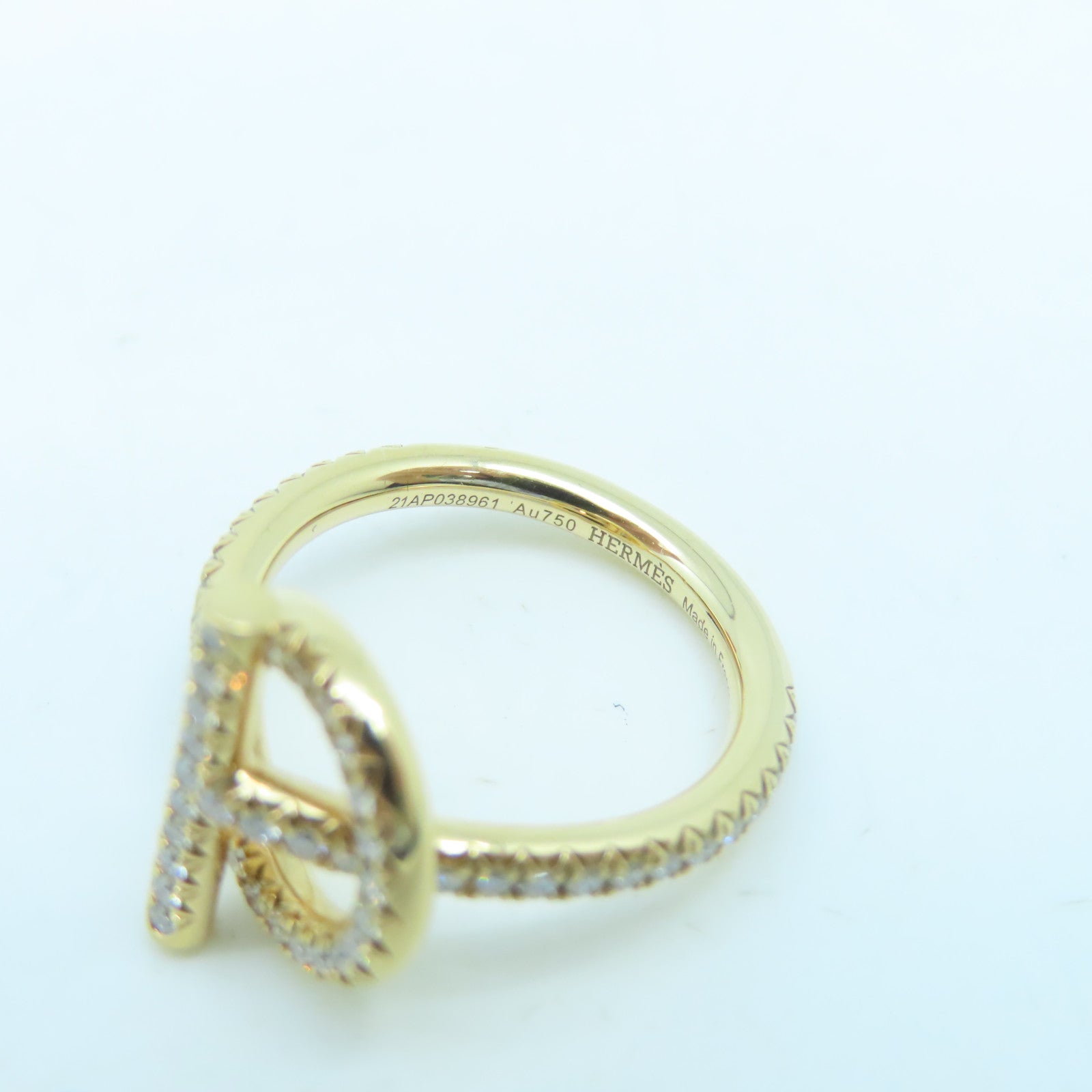 HERMES 18K玫瑰金Echappee Ring 0.43ct钻石戒指US#4.5