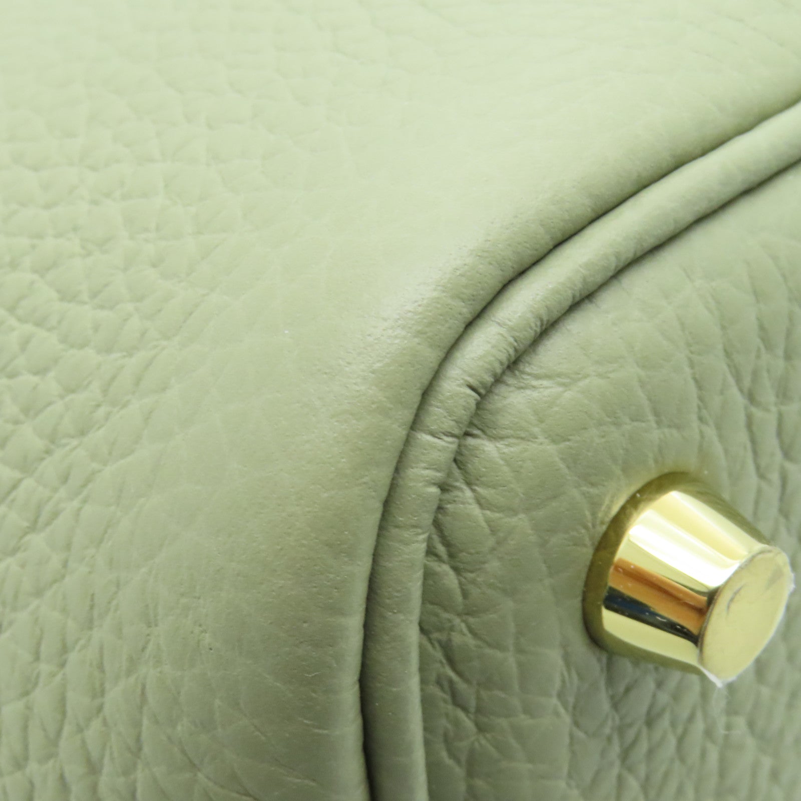 HERMES Clemence皮革Picotin PM金扣手挽袋Sauge綠色