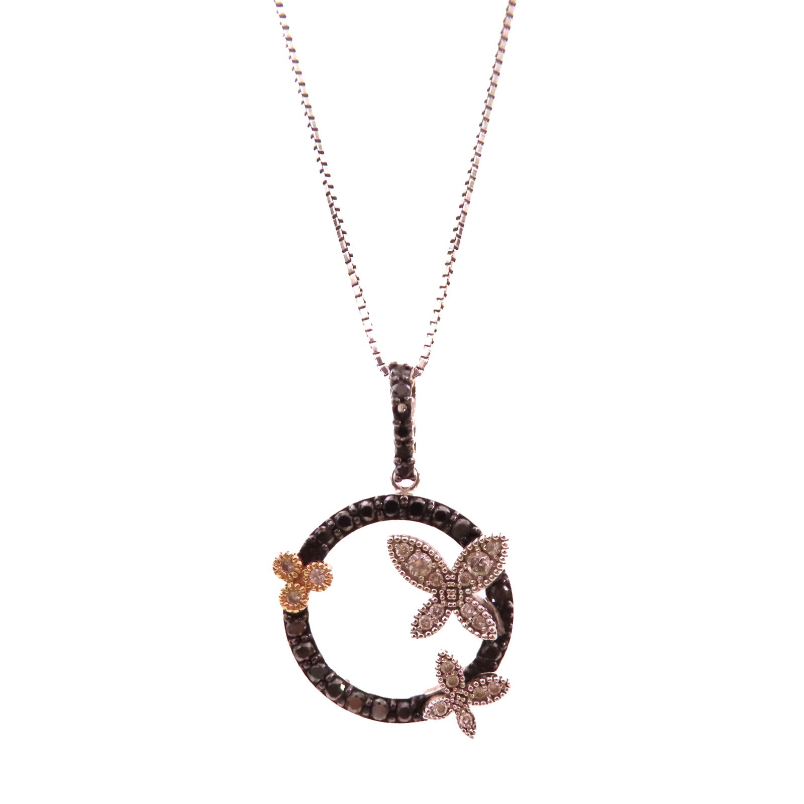 JEWELRY 18K白金/黃金Diamond Necklace 0.43ct/0.19ct鑽石項鏈黑色/銀色/金色