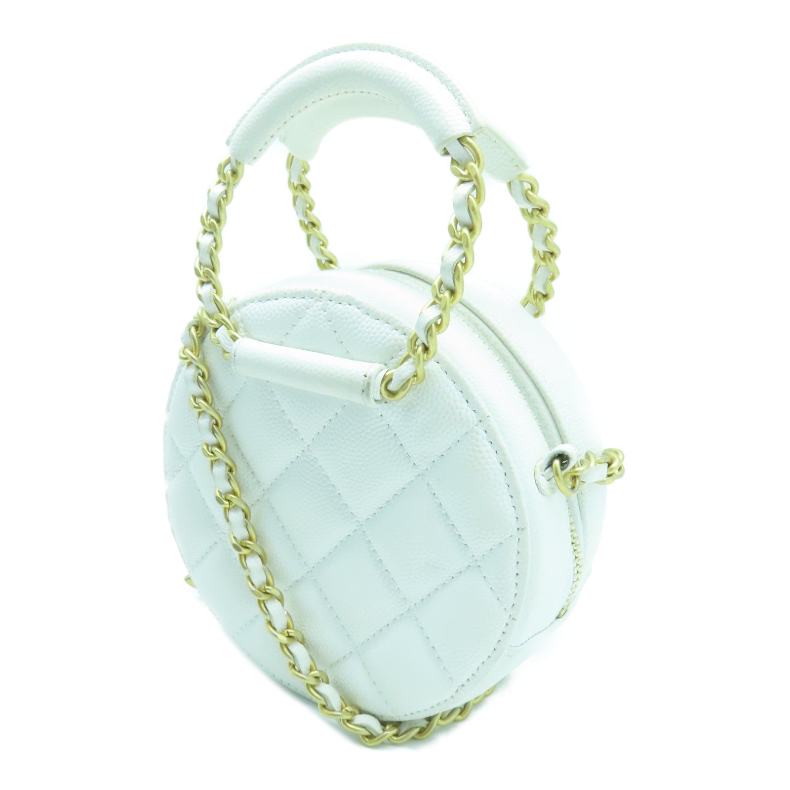 CHANEL 牛皮皮革2way Shoulder Bag金扣手挽肩背两用袋白色