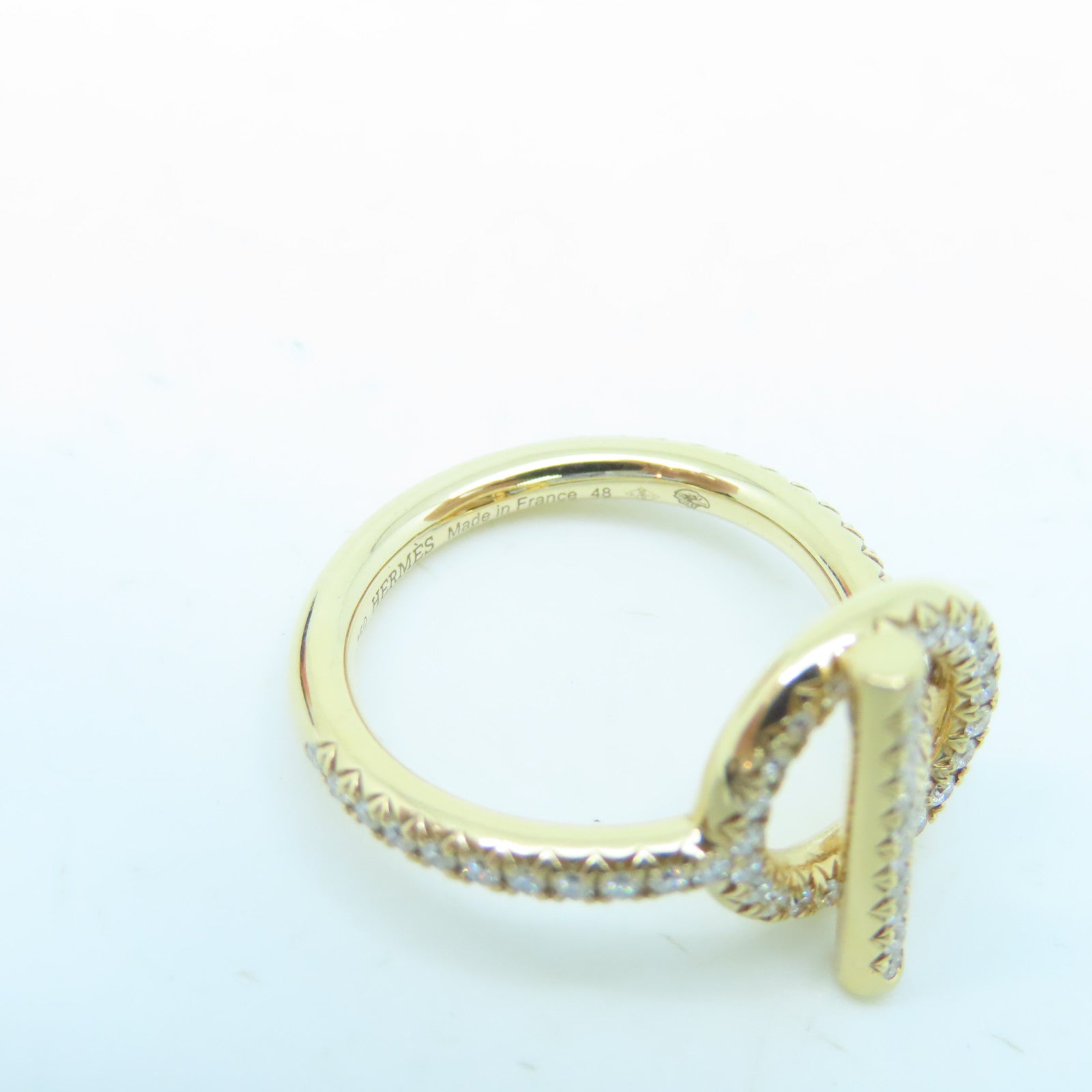 HERMES 18K玫瑰金Echappee Ring 0.43ct钻石戒指US#4.5