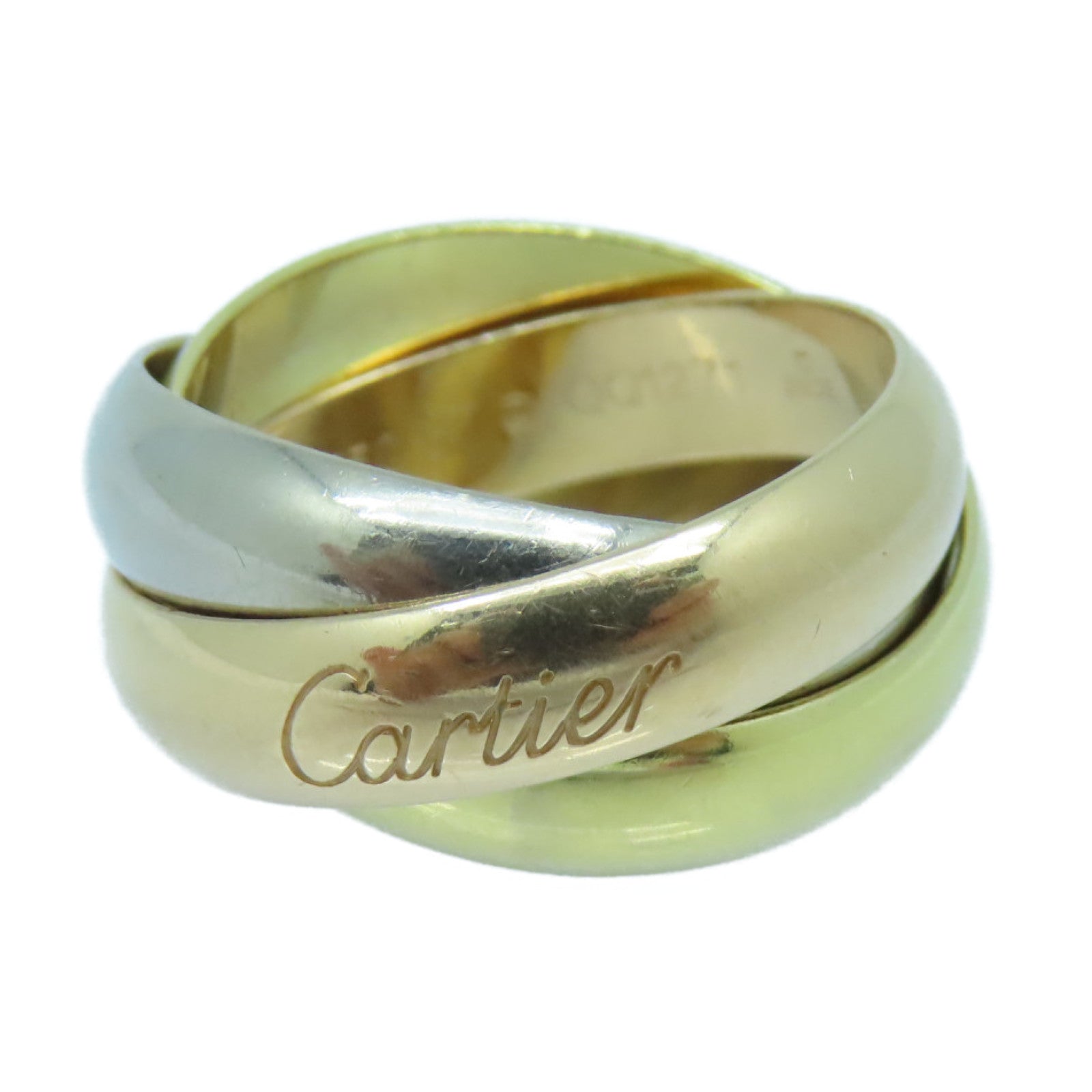 CARTIER 18K玫瑰金/黃金/白金Trinity戒指US#8/Cartier#57