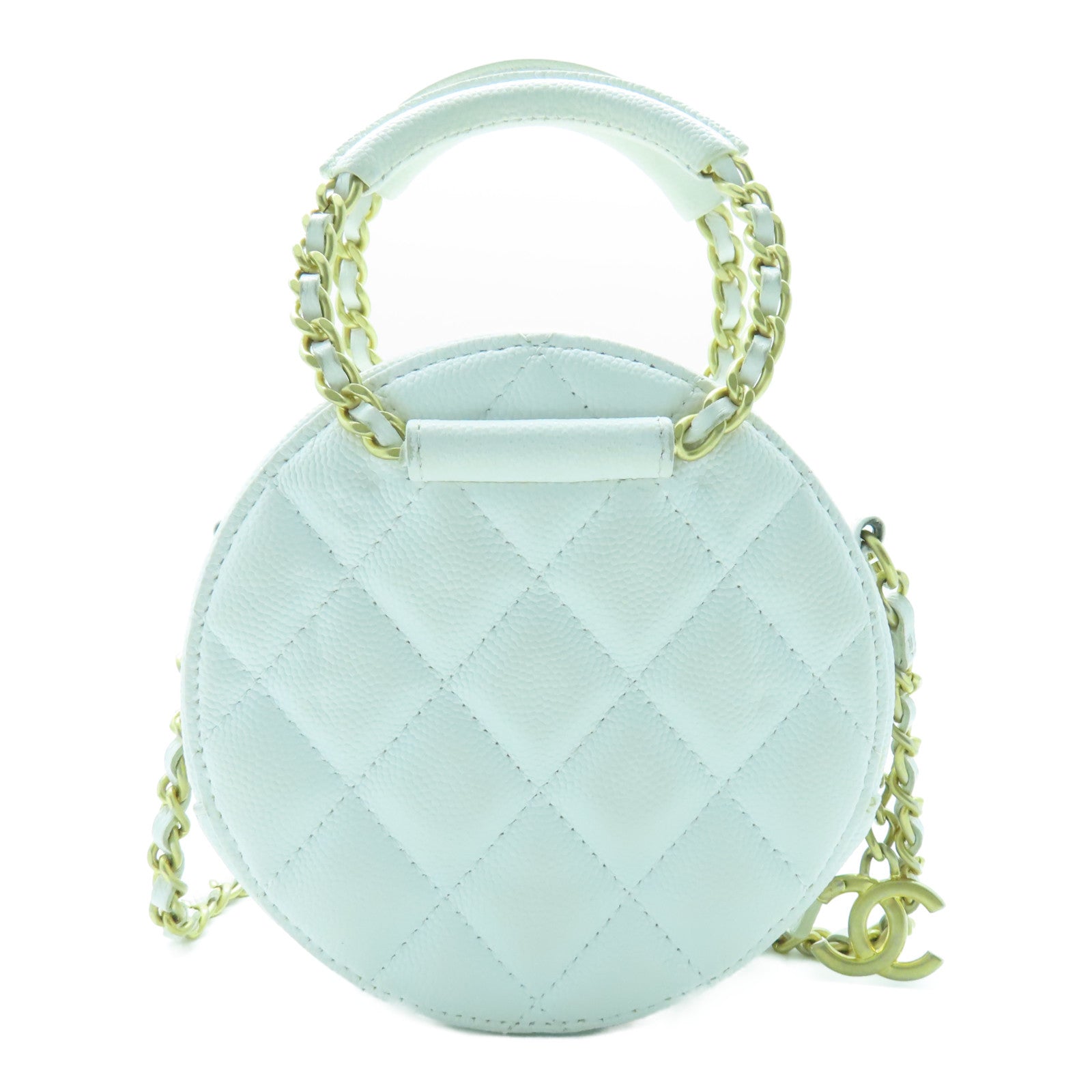CHANEL 牛皮皮革2way Shoulder Bag金扣手挽肩背两用袋白色