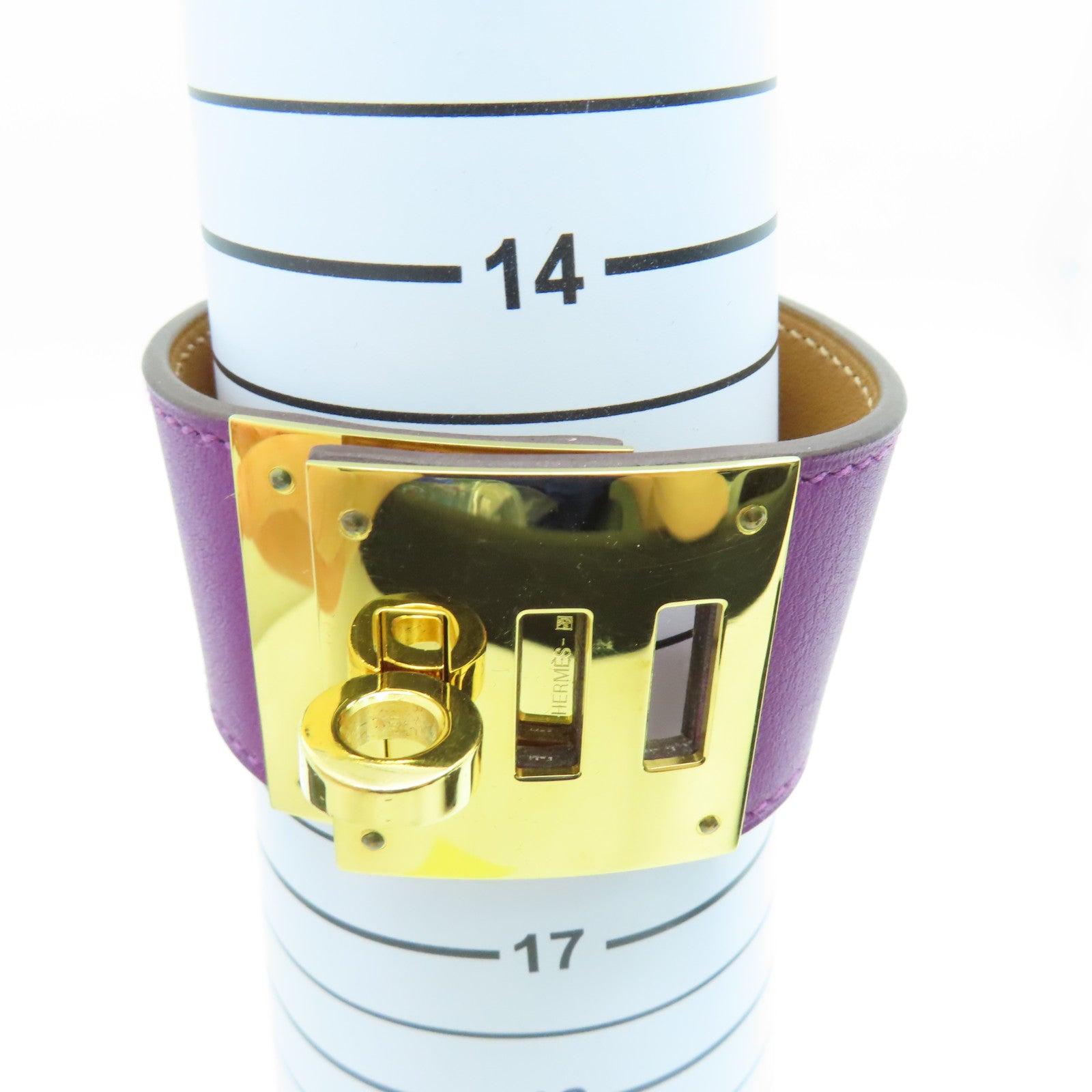 HERMES Swift皮革Kelly Dog Bracelet金扣手鐲紫色