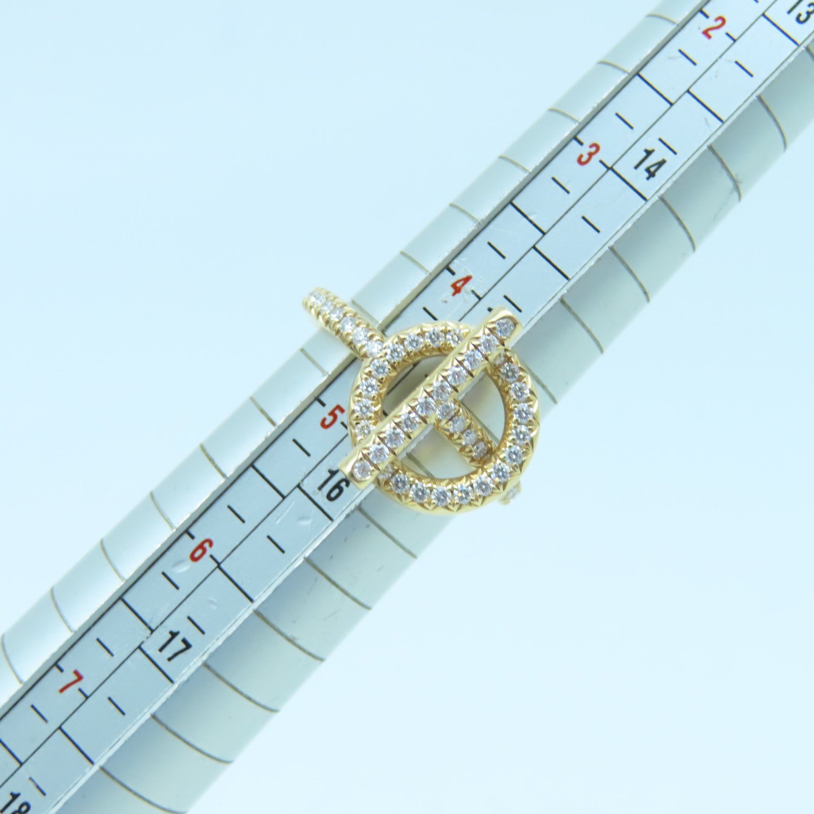 HERMES 18K玫瑰金Echappee Ring 0.43ct钻石戒指US#4.5
