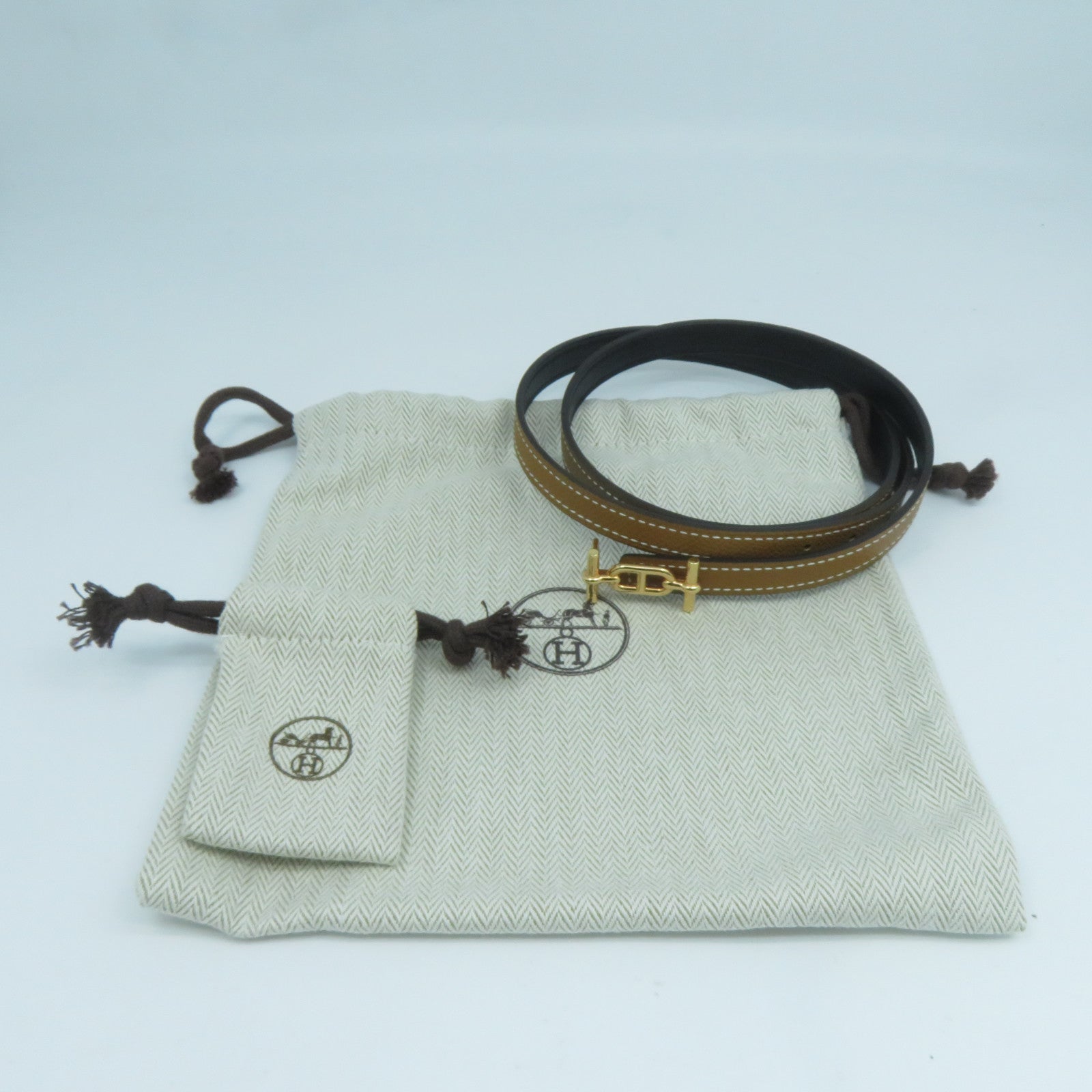 HERMES Epsom皮革Belt 75cm金扣皮帶Gold經典駝色