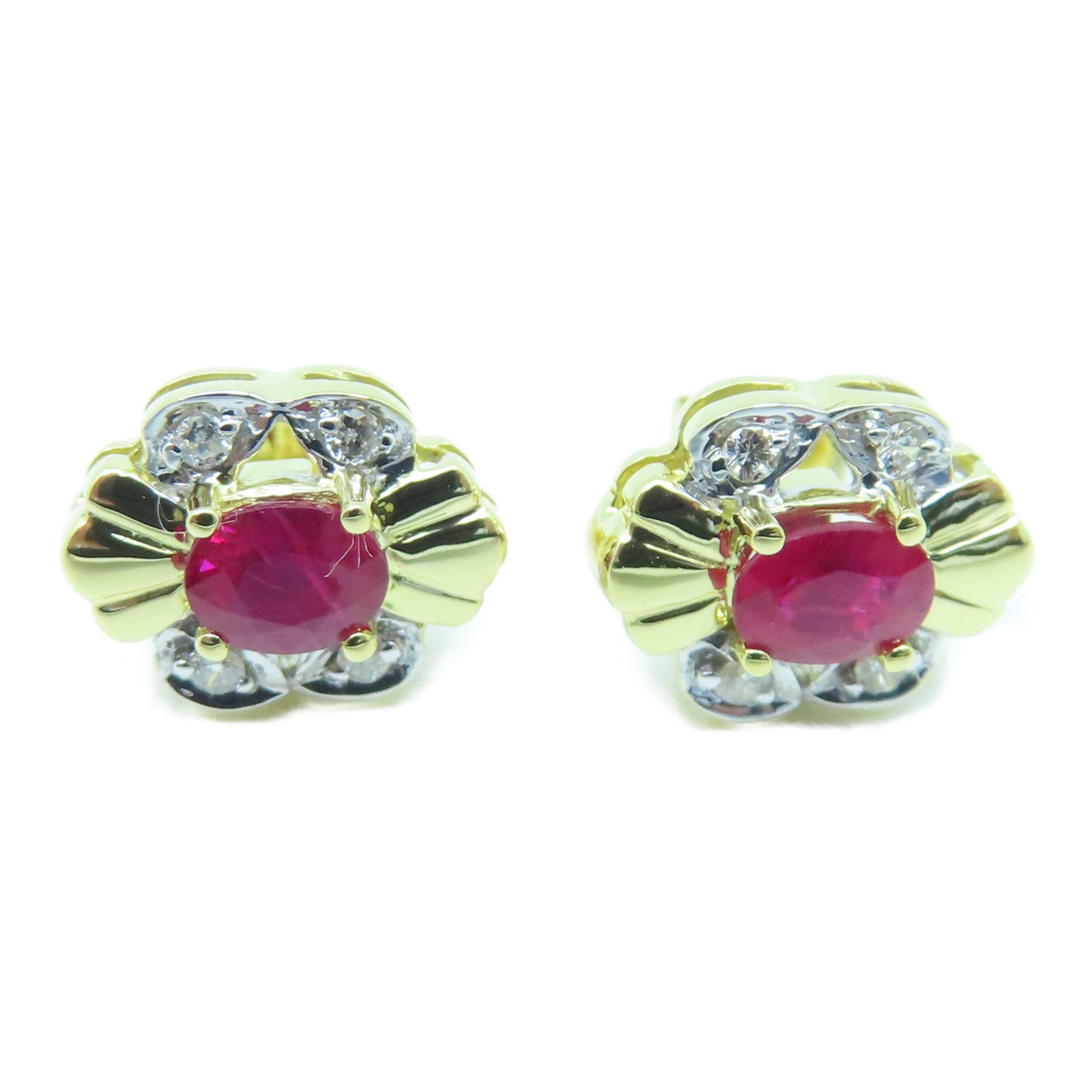 JEWELRY 18K Gold Ruby Earrings 2.8g Ruby Earrings