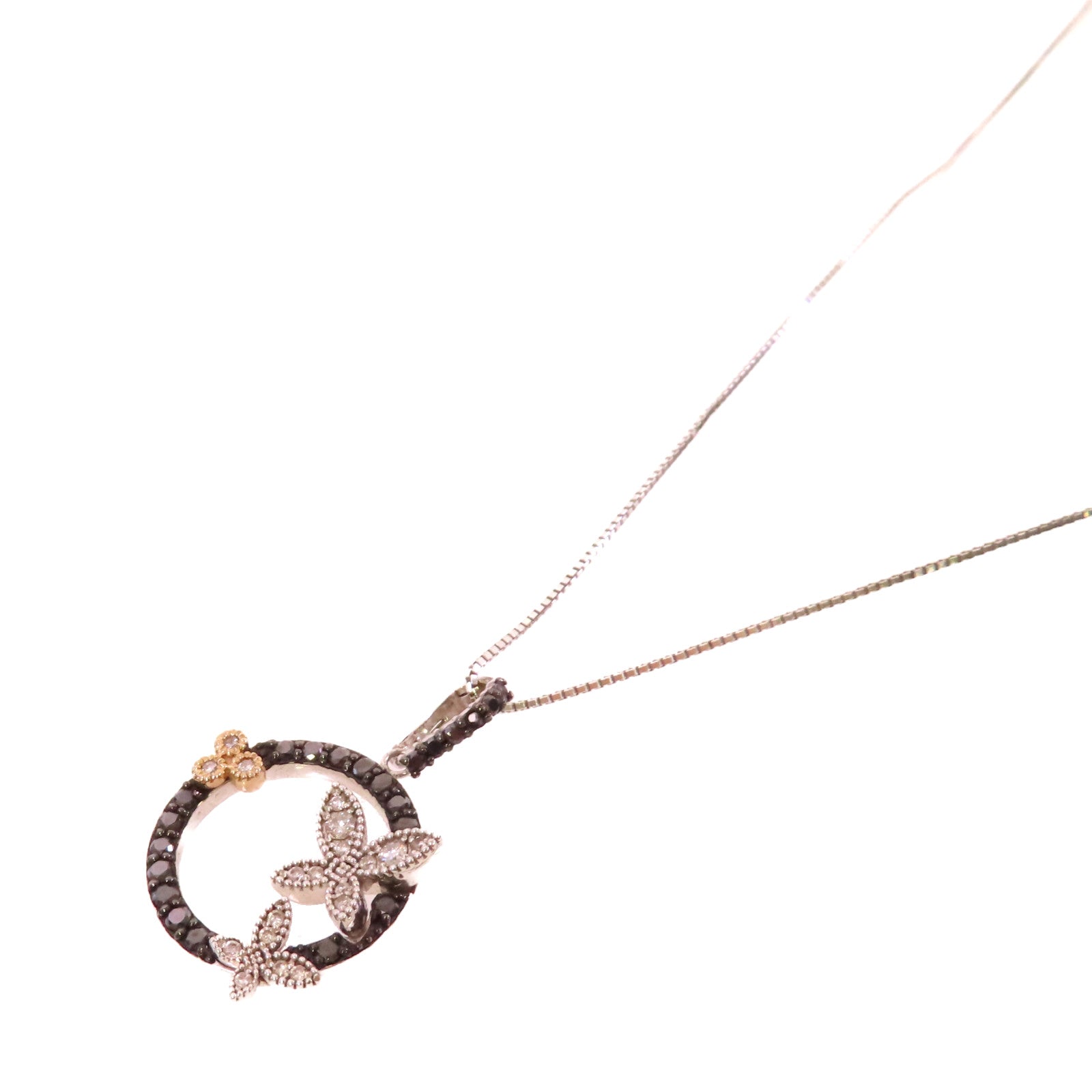 JEWELRY 18K白金/黃金Diamond Necklace 0.43ct/0.19ct鑽石項鏈黑色/銀色/金色