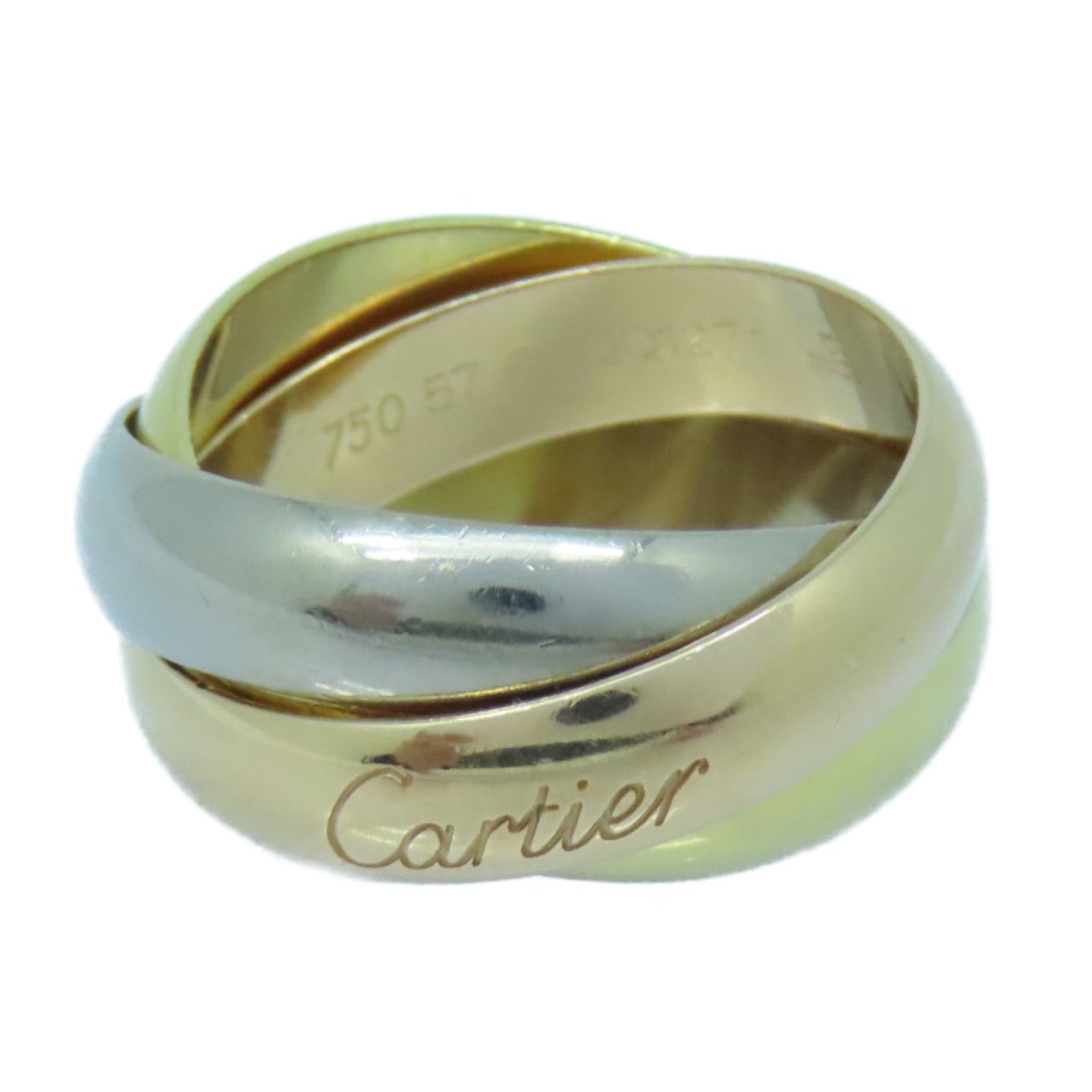 CARTIER 18K玫瑰金/黃金/白金Trinity戒指US#8/Cartier#57