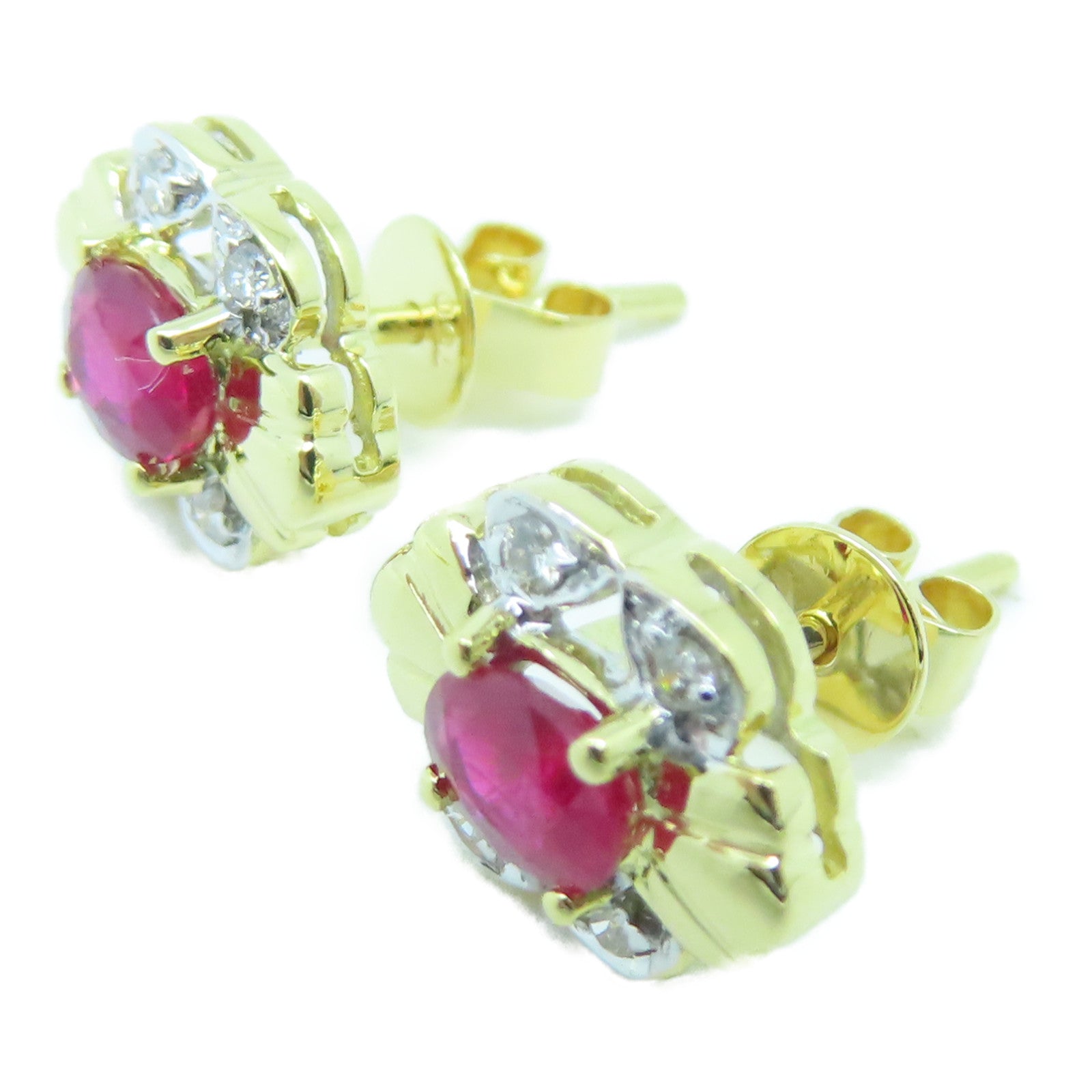 JEWELRY 18K Gold Ruby Earrings 2.8g Ruby Earrings