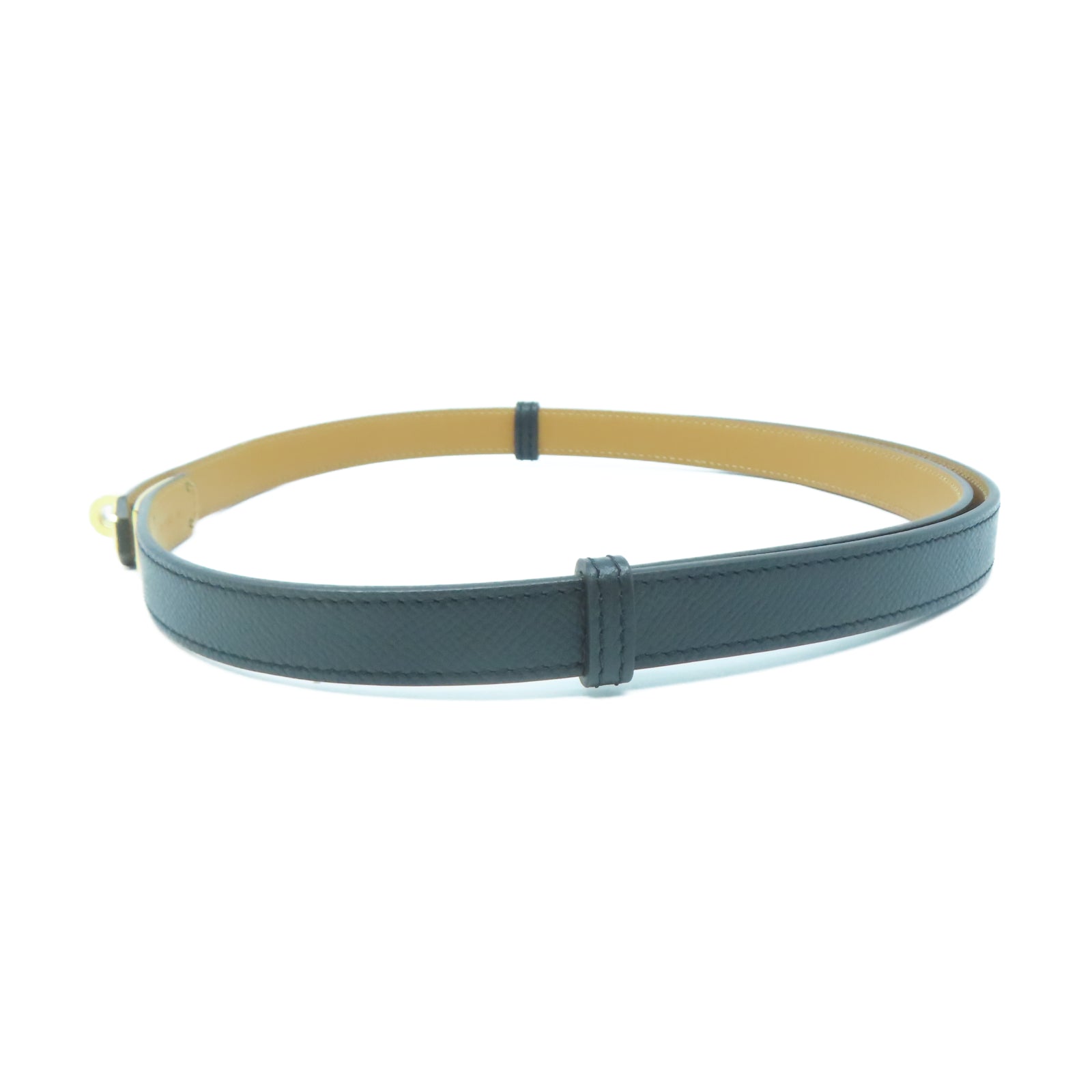 HERMES Epsom皮革Kelly Belt金扣皮帶黑色