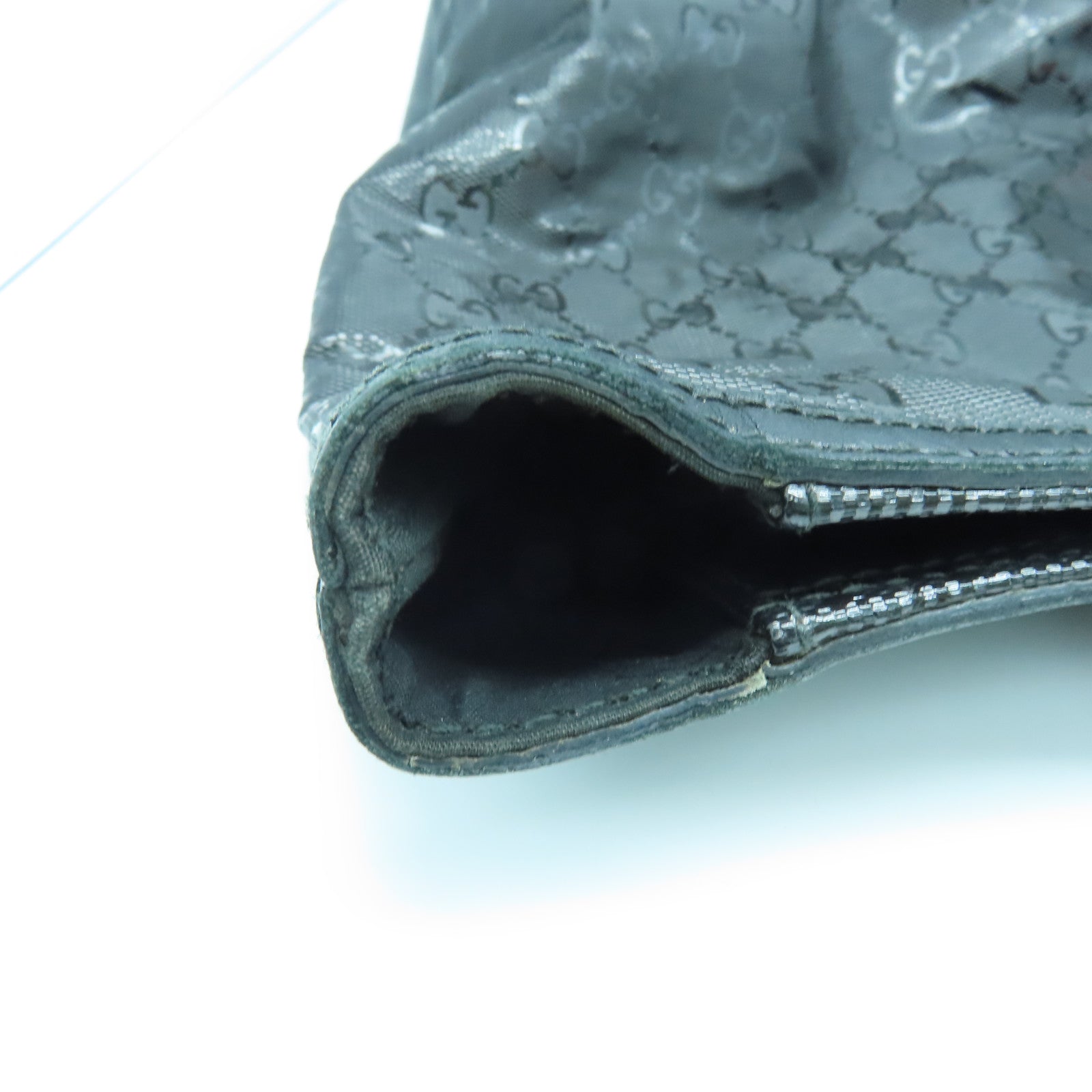 GUCCI 涂层帆布Imprime Monogram Web 500 Tote银扣手挽袋黑色