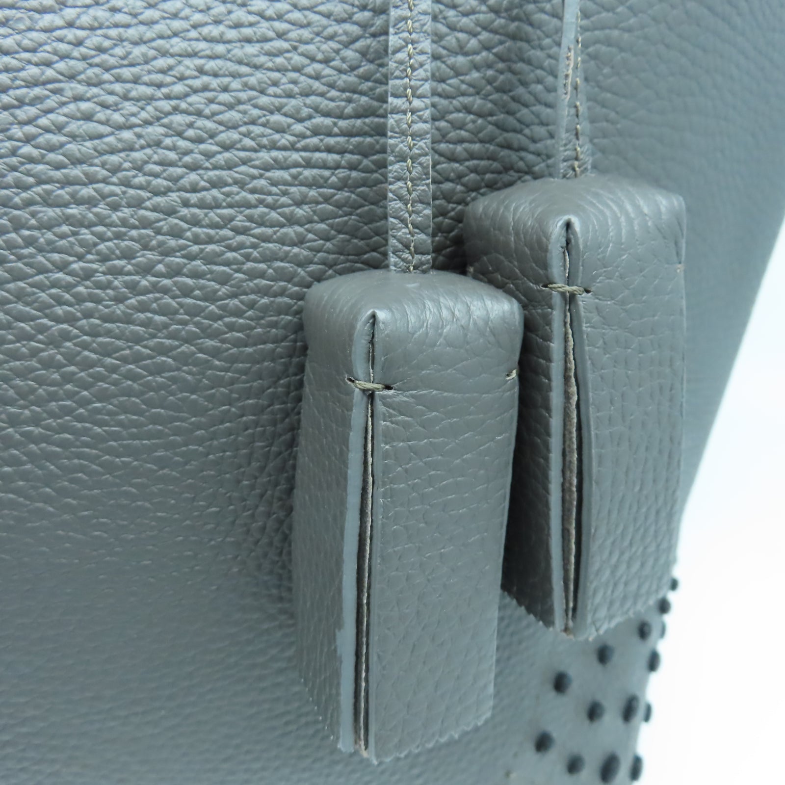 TOD’S 牛皮皮革Tote Bag銀扣手挽袋灰色