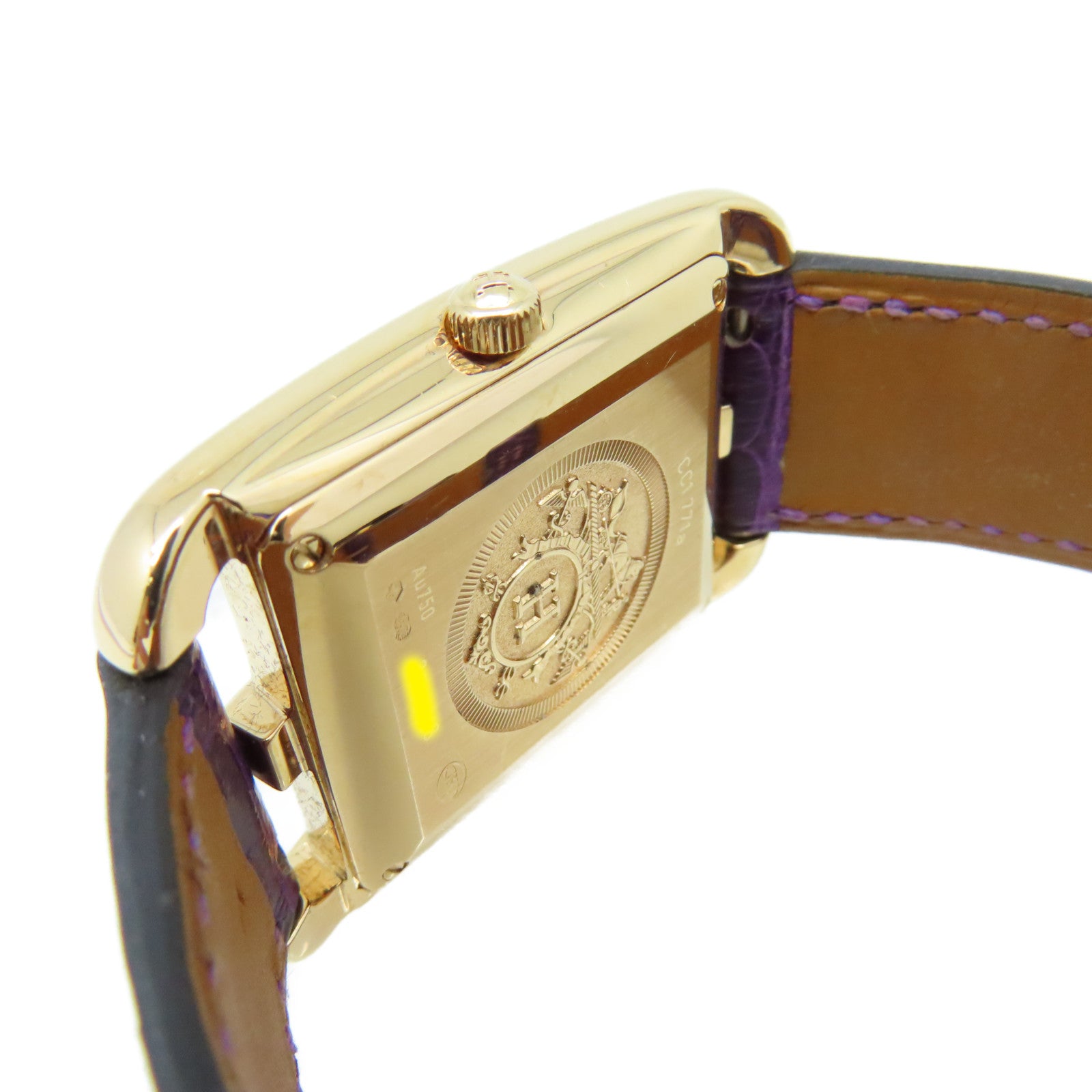 HERMES 18K黃金/鱷魚皮革帶/鑽石Cape Cod Watch自動機芯手錶貝殼色/金色