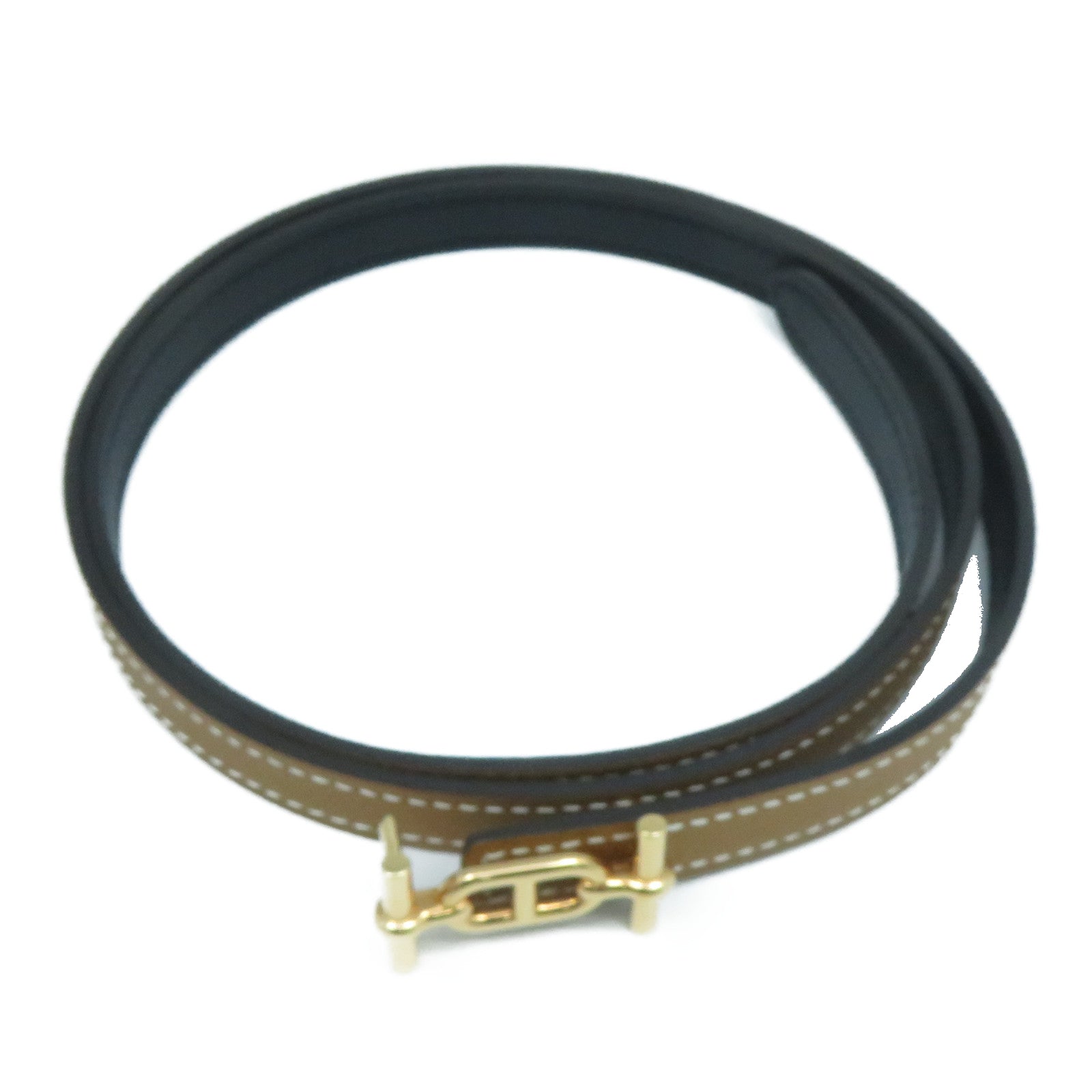 HERMES Epsom皮革Belt 75cm金扣皮帶Gold經典駝色