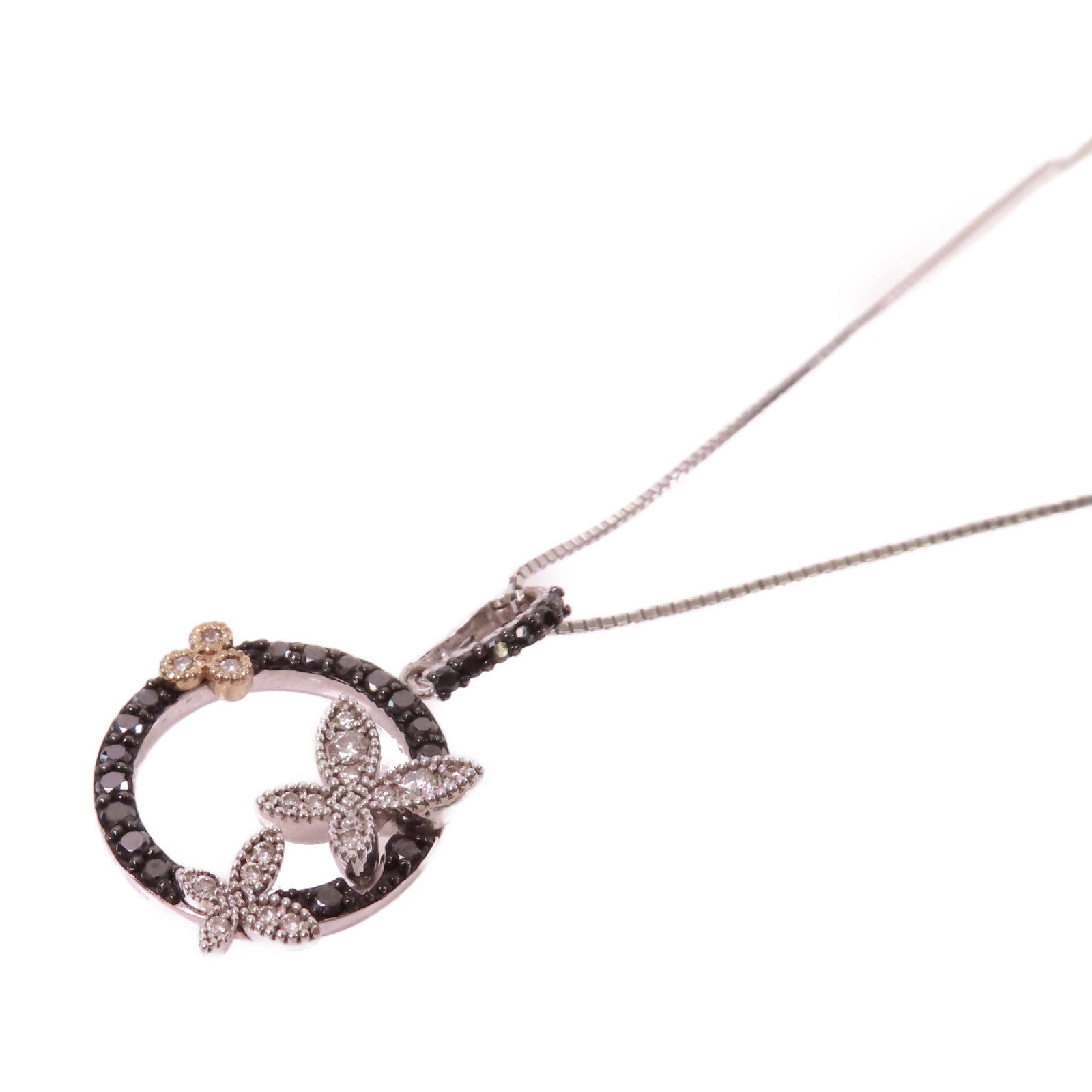 JEWELRY 18K白金/黃金Diamond Necklace 0.43ct/0.19ct鑽石項鏈黑色/銀色/金色
