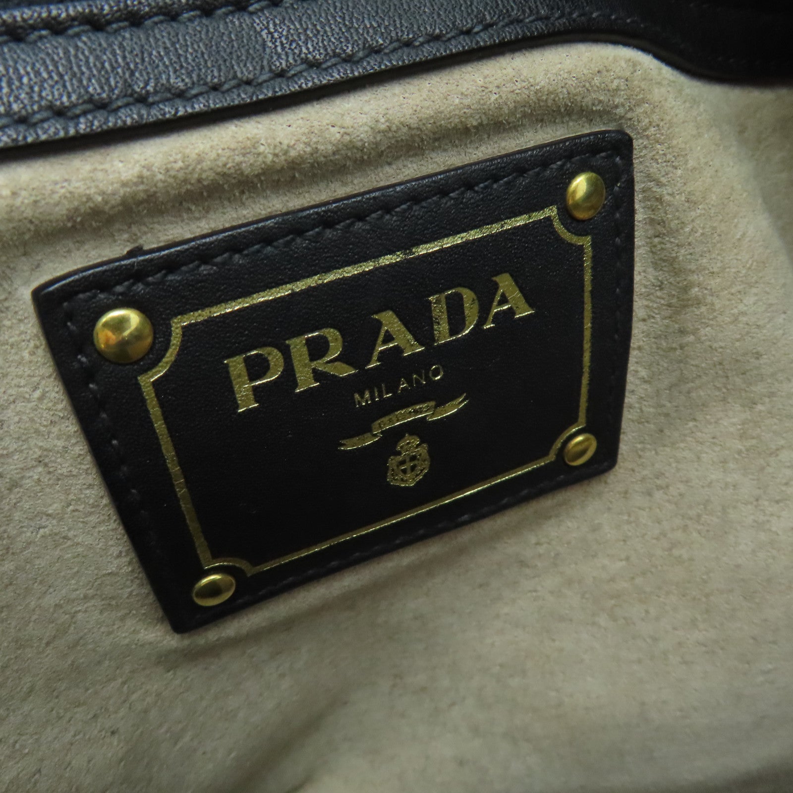 PRADA cowhide leather Shoulder Bag gold buckle shoulder bag black
