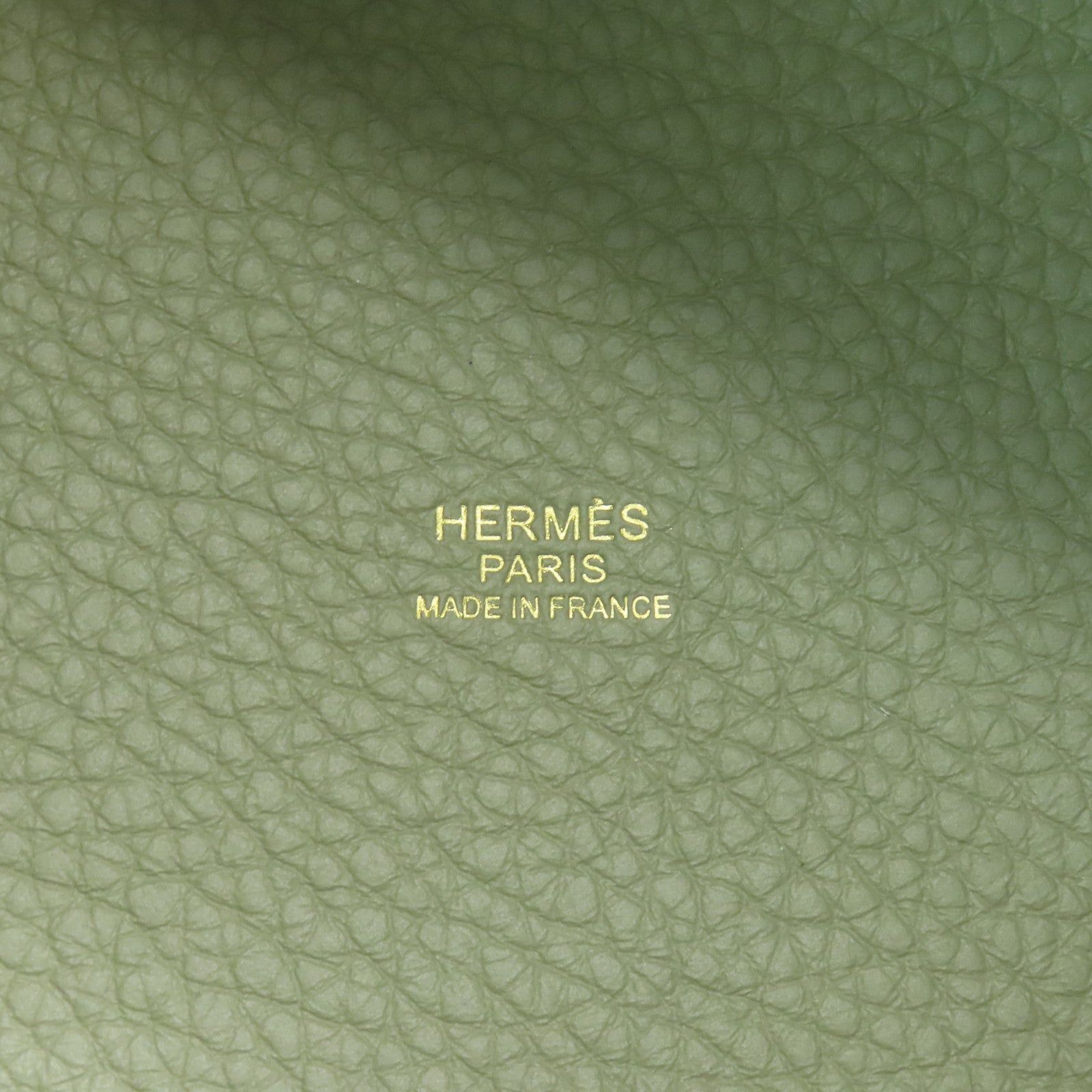 HERMES Clemence皮革Picotin PM金扣手挽袋Sauge綠色