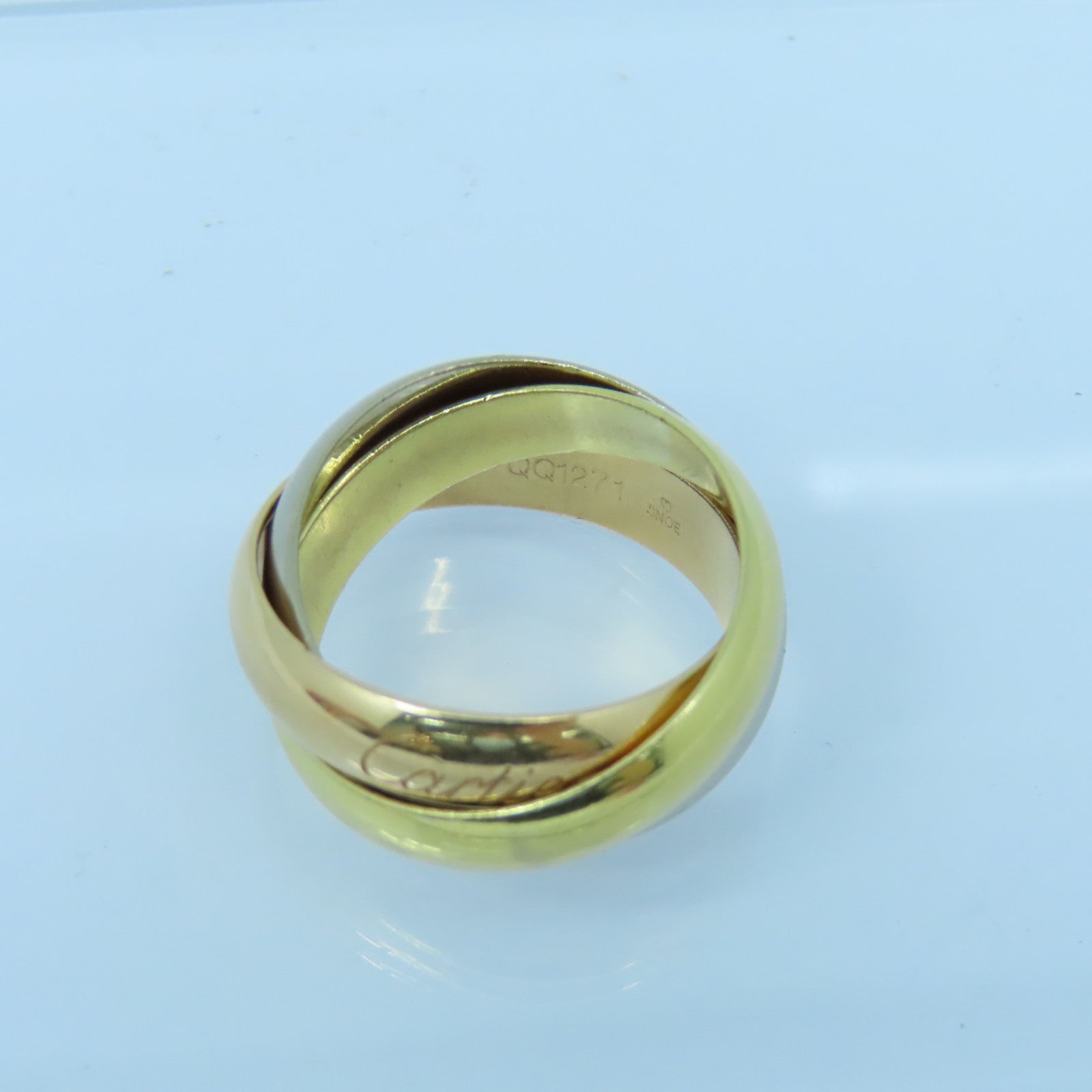 CARTIER 18K玫瑰金/黃金/白金Trinity戒指US#8/Cartier#57
