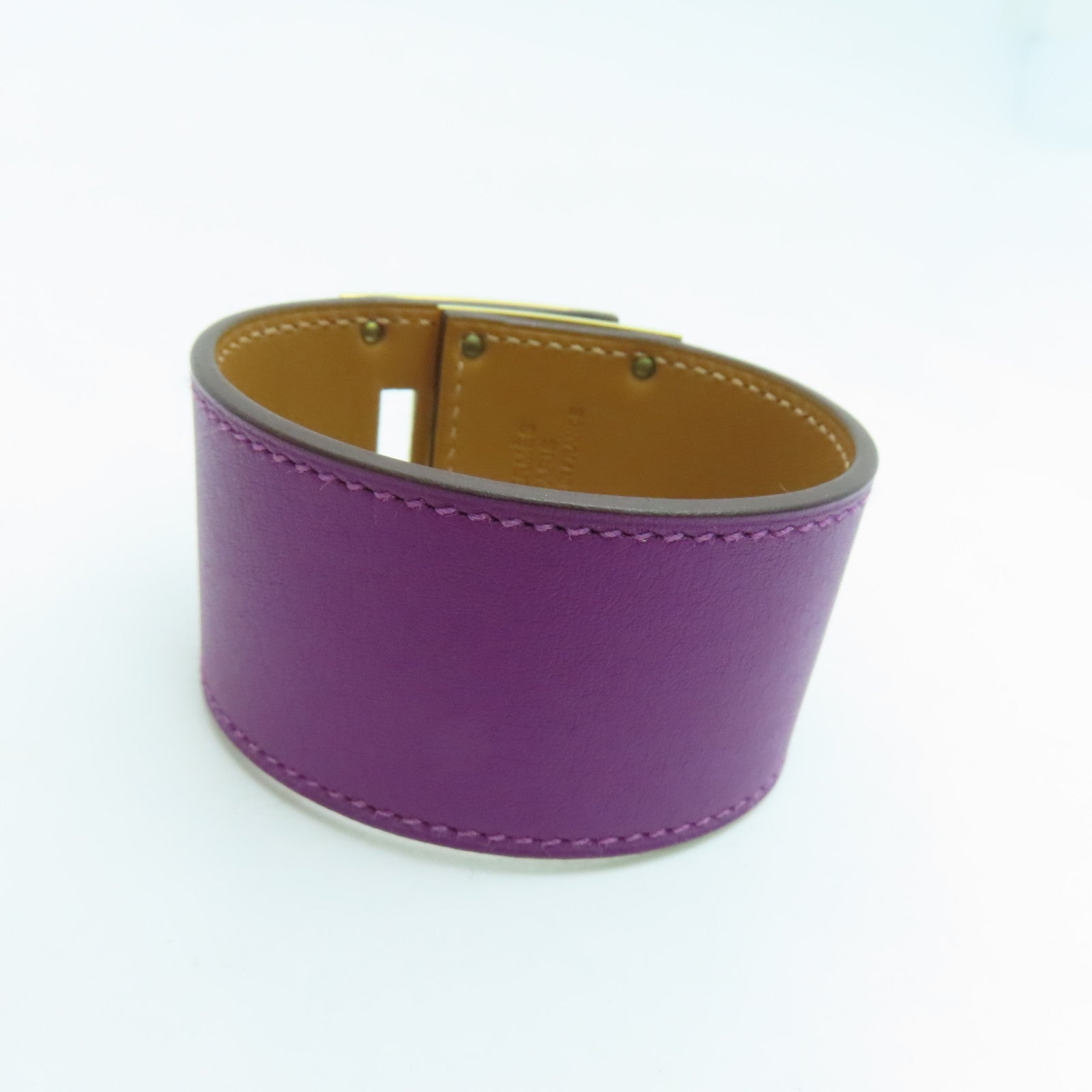 HERMES Swift皮革Kelly Dog Bracelet金扣手鐲紫色