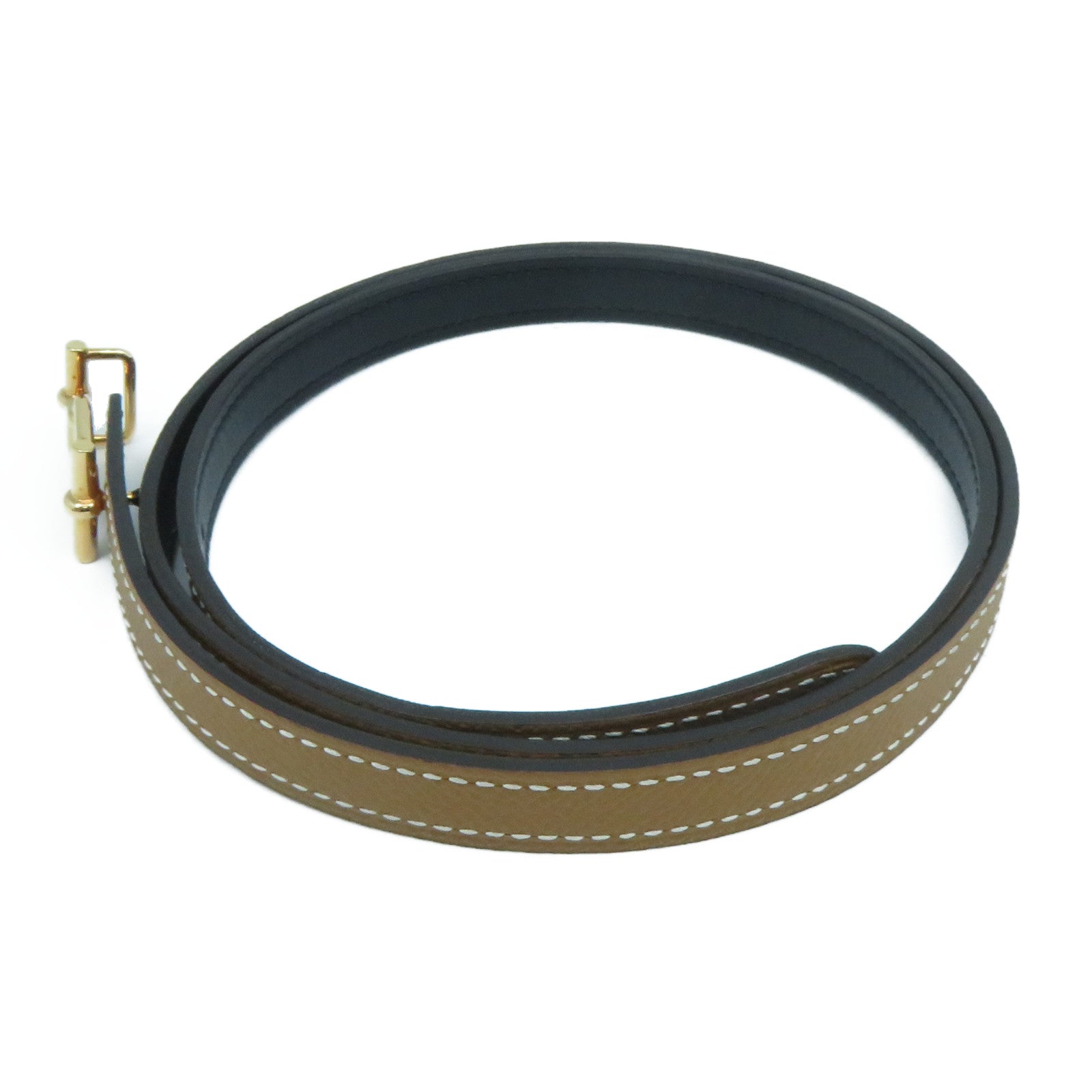 HERMES Epsom皮革Belt 75cm金扣皮帶Gold經典駝色