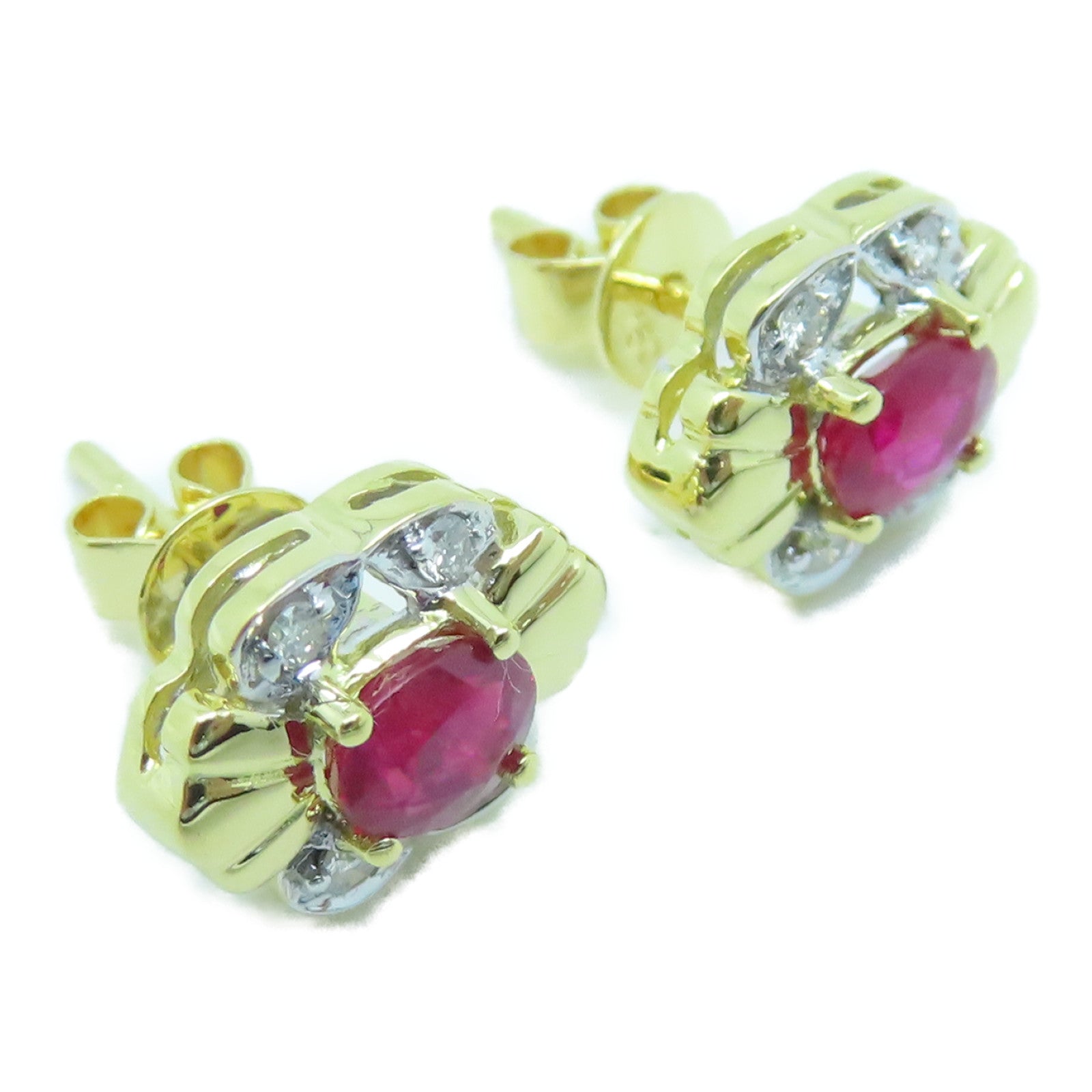 JEWELRY 18K Gold Ruby Earrings 2.8g Ruby Earrings