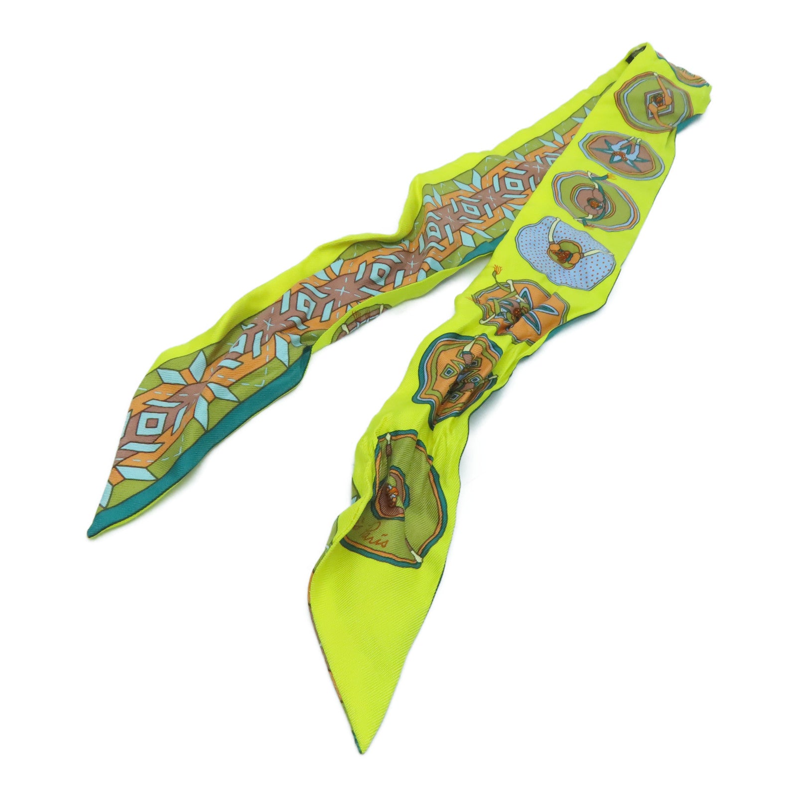 HERMES 絲質Twilly Scarf絲巾彩色