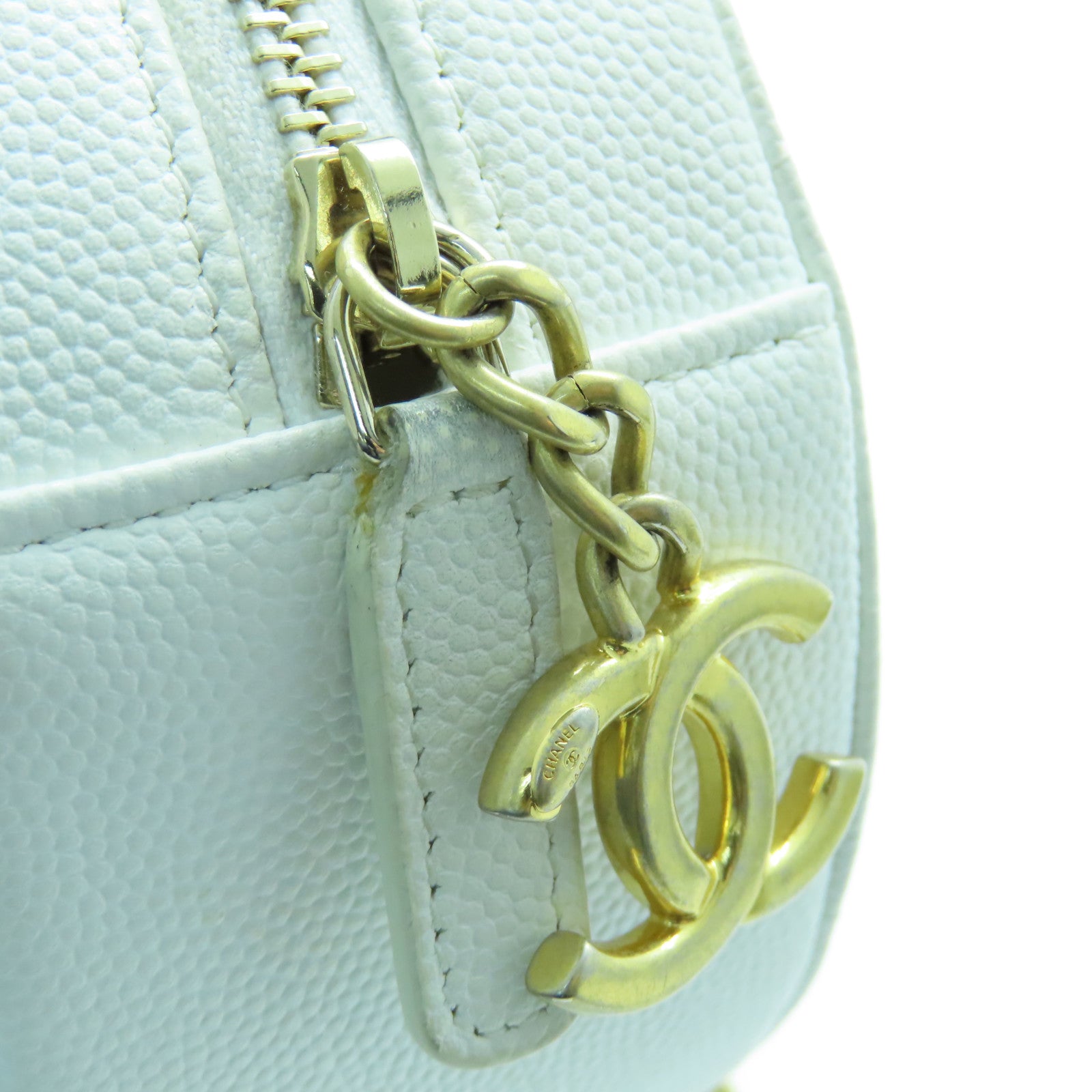 CHANEL 牛皮皮革2way Shoulder Bag金扣手挽肩背两用袋白色