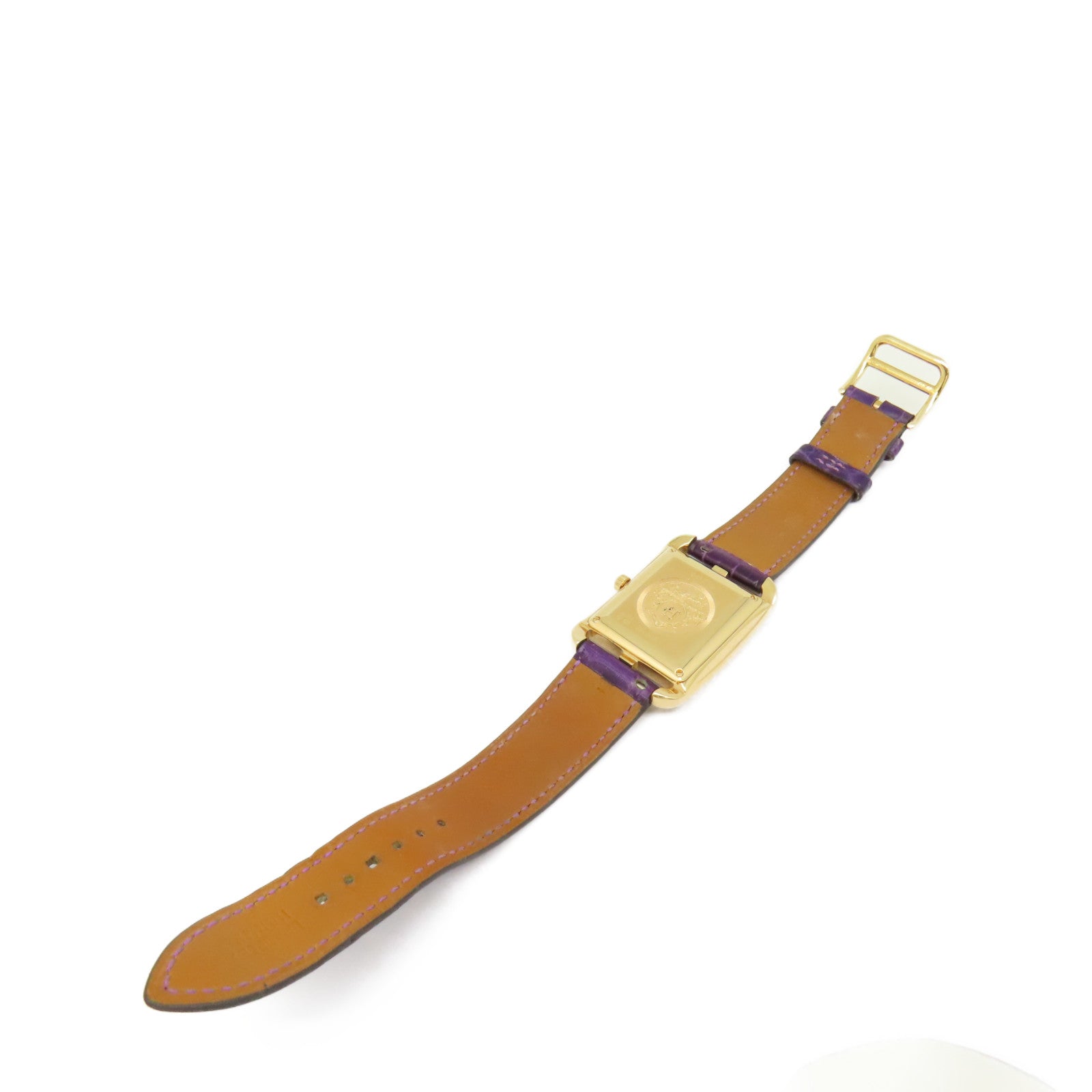 HERMES 18K黃金/鱷魚皮革帶/鑽石Cape Cod Watch自動機芯手錶貝殼色/金色
