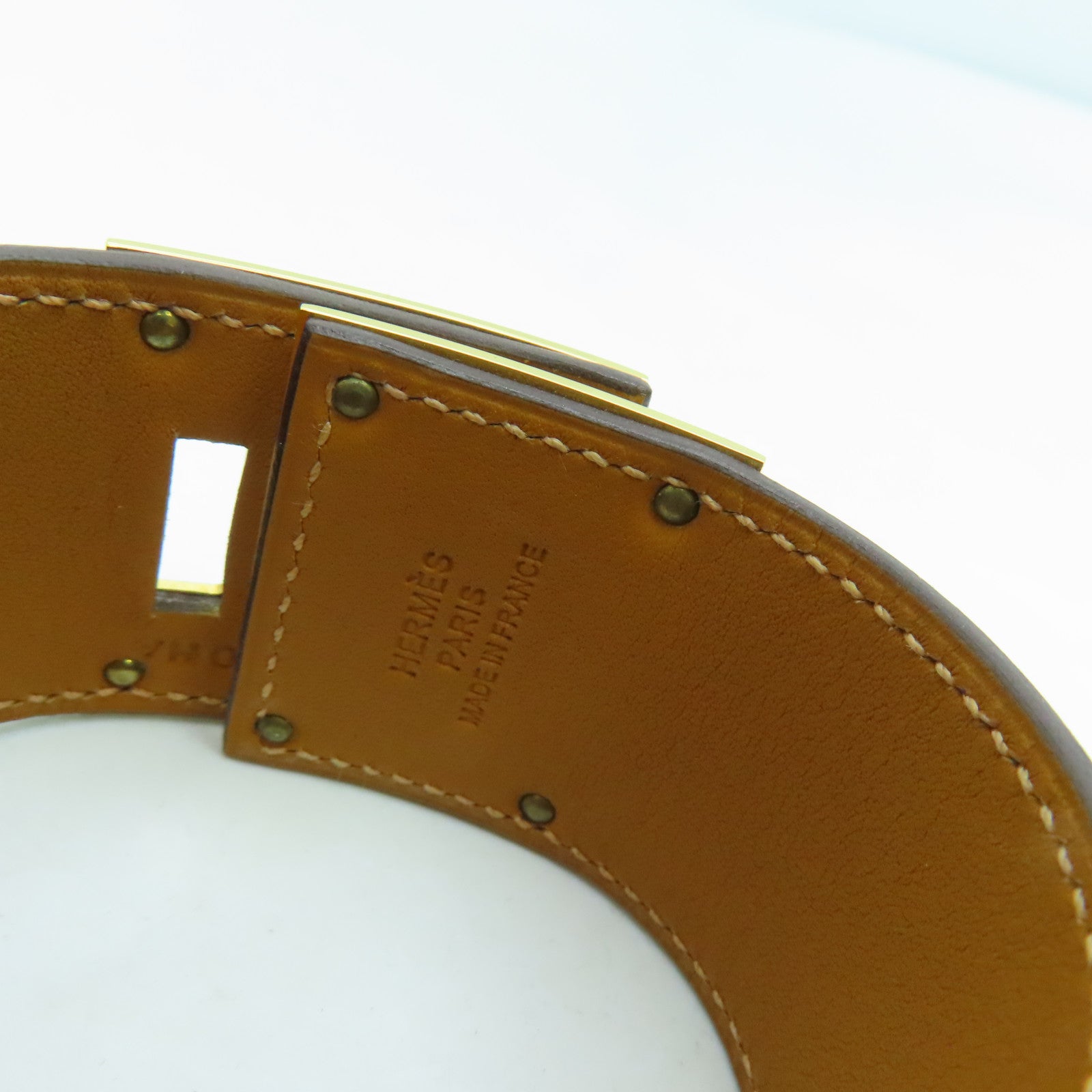 HERMES Swift皮革Kelly Dog Bracelet金扣手鐲紫色