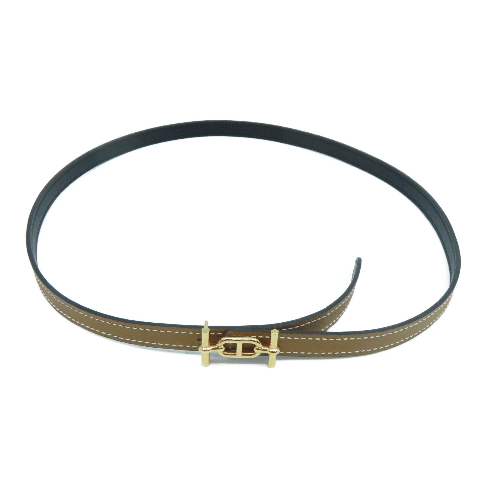 HERMES Epsom皮革Belt 75cm金扣皮帶Gold經典駝色