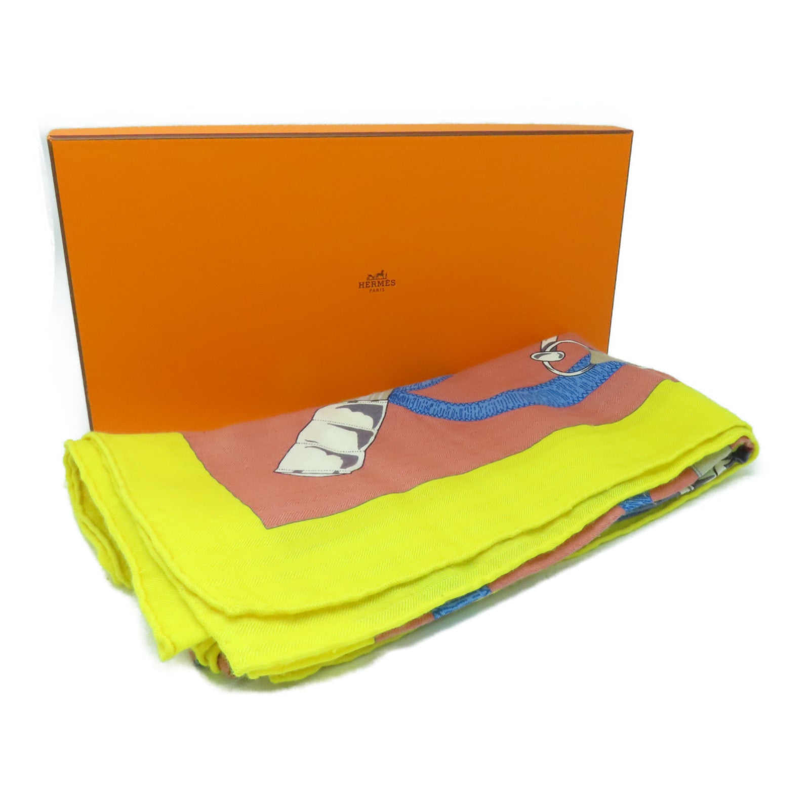 HERMES Cashmere/Silk Scarf Yellow/Pink
