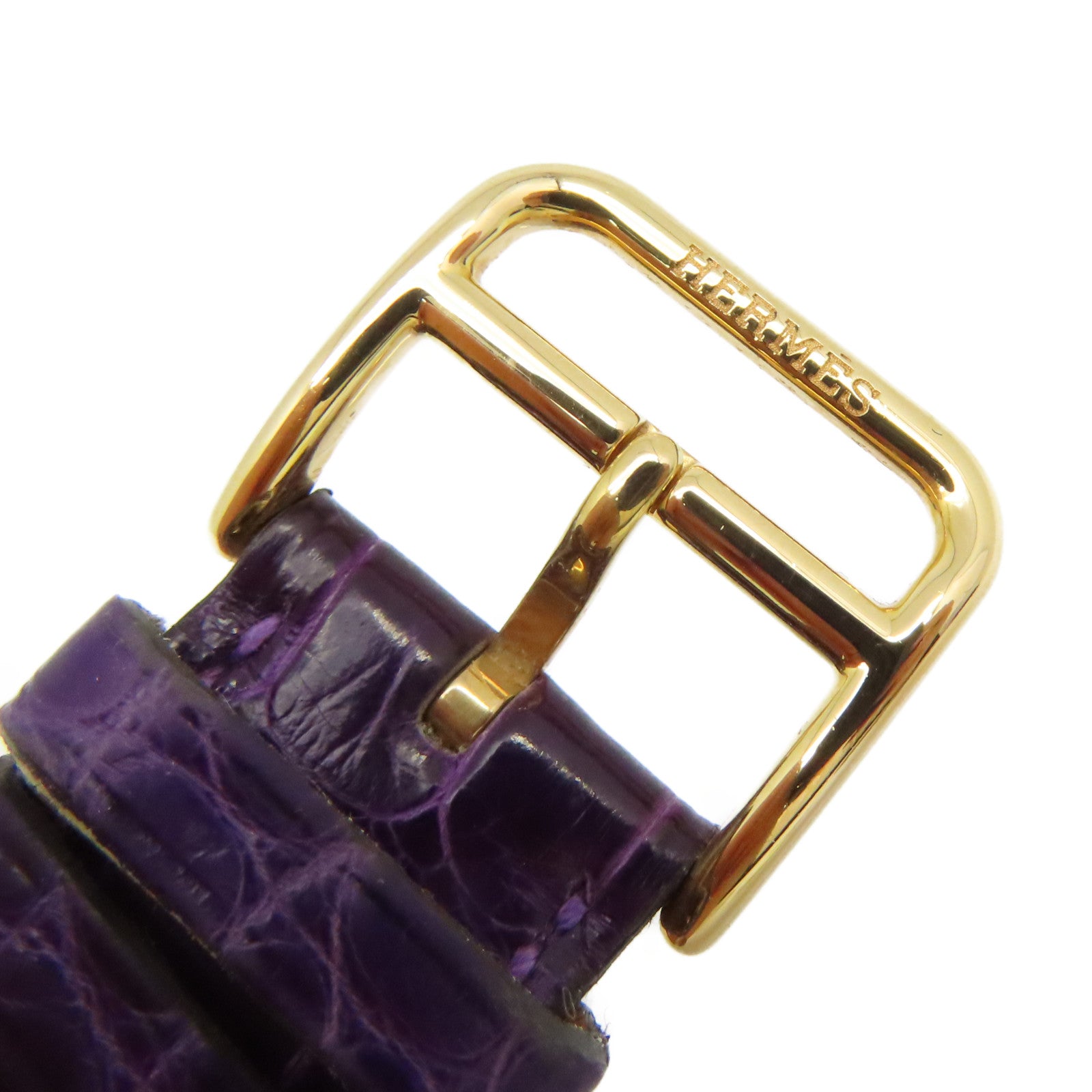 HERMES 18K黃金/鱷魚皮革帶/鑽石Cape Cod Watch自動機芯手錶貝殼色/金色