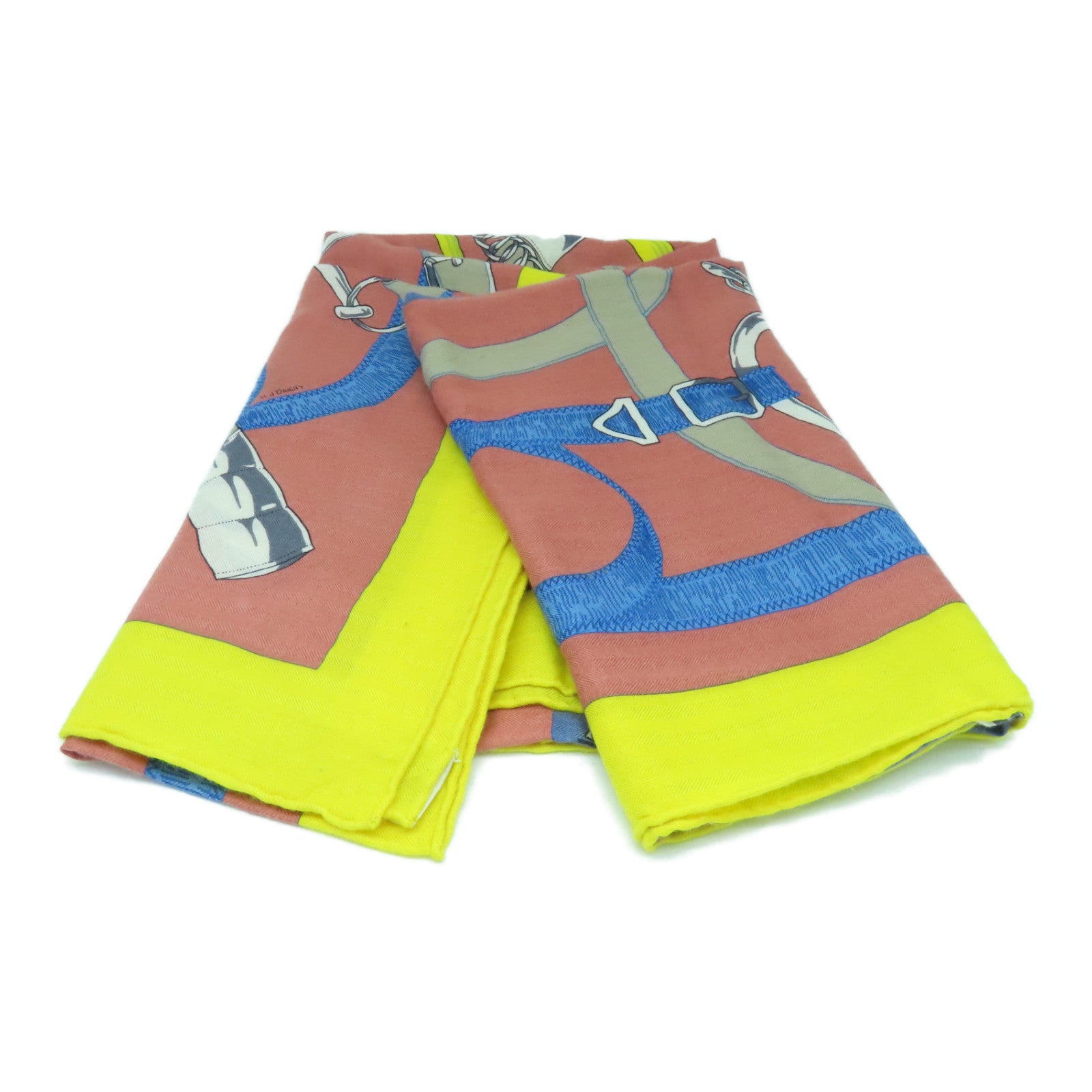 HERMES Cashmere/Silk Scarf Yellow/Pink