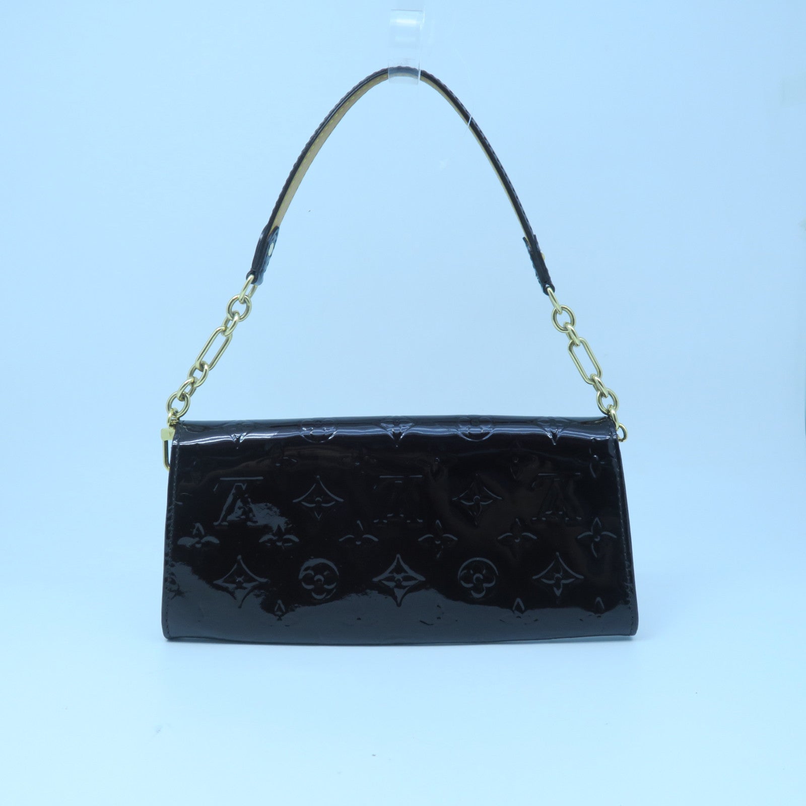 LOUIS VUITTON Monogram Vernis Sunset Bluebird Gold Buckle Shoulder Bag Brown